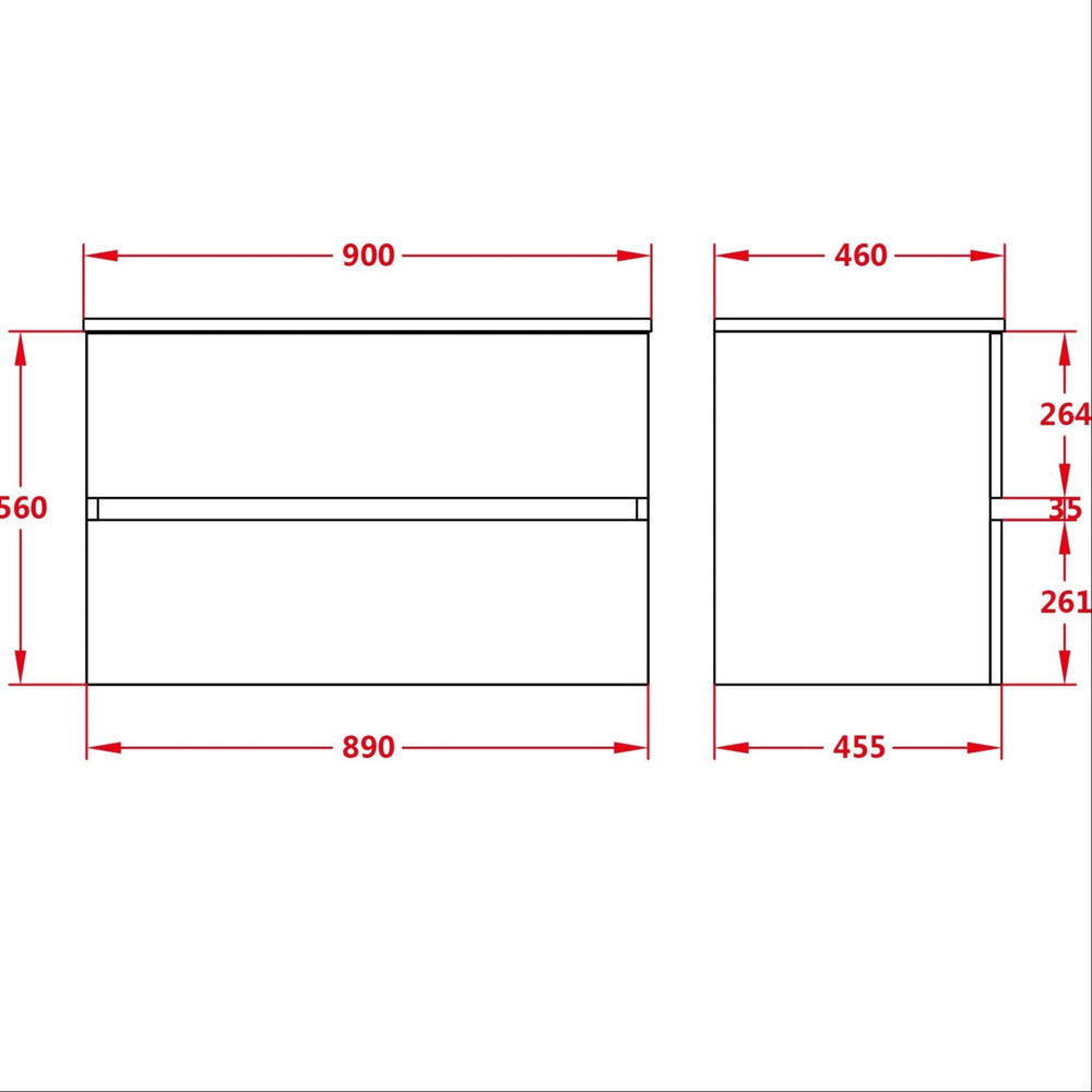 POSEIDON STELLA OAK 900MM SINGLE BOWL WALL HUNG VANITY