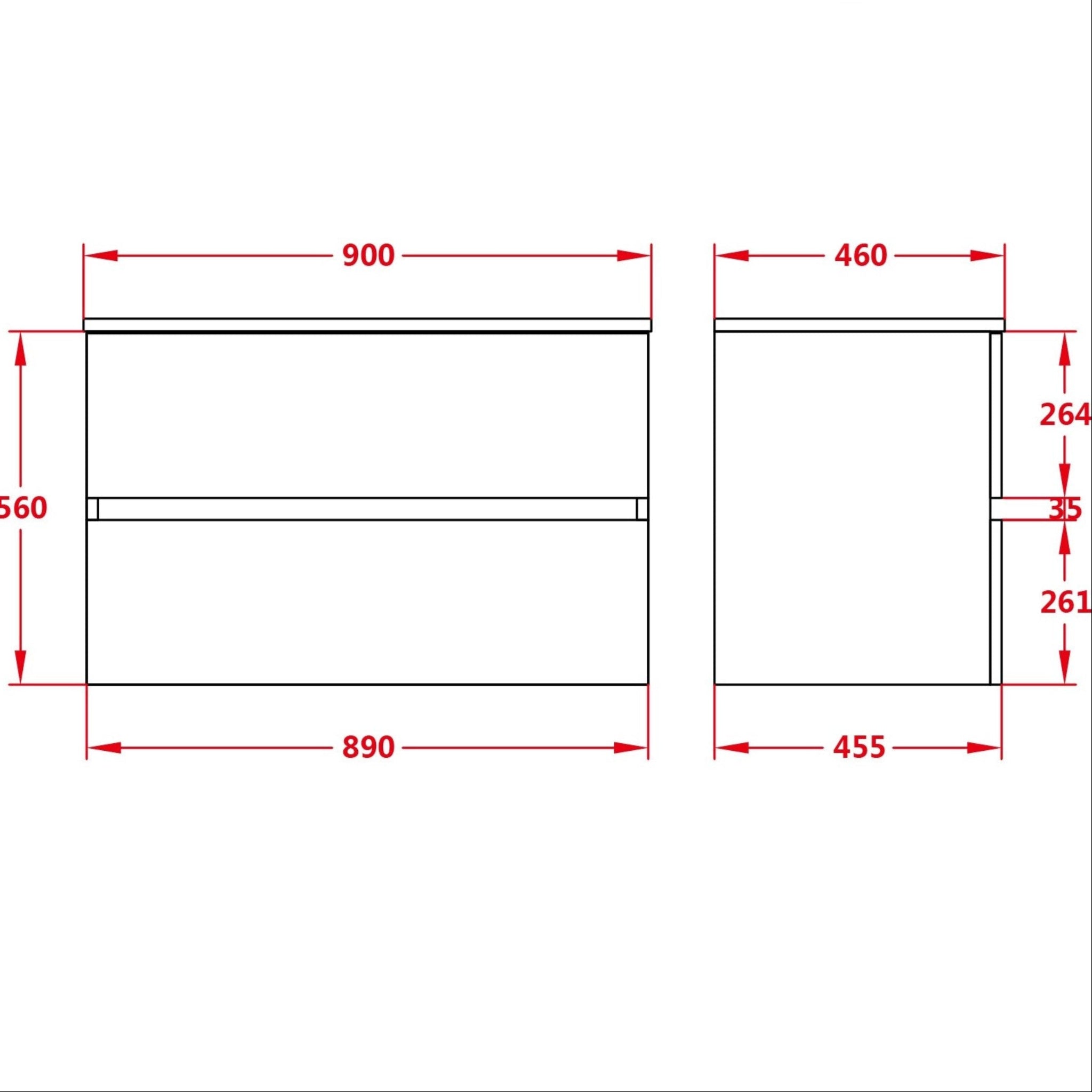POSEIDON STELLA OAK 900MM SINGLE BOWL WALL HUNG VANITY