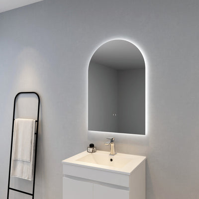 POSEIDON AURA ARCH BACKLIT LED MIRROR 3 COLOUR LIGHTS 600X900MM