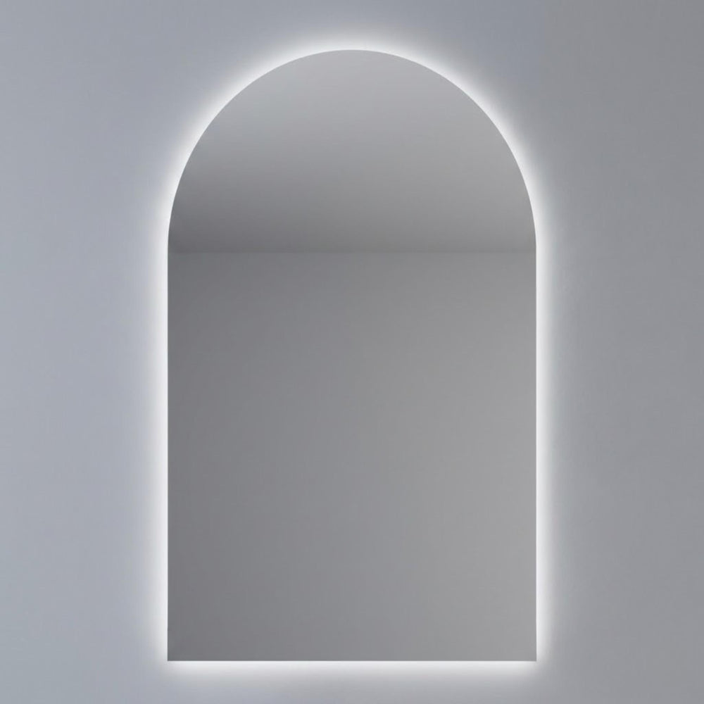 VITO OVIAN ARCHED FRAMELESS BACKLIT LED MIRROR 3 COLOUR LIGHTS 600X900MM