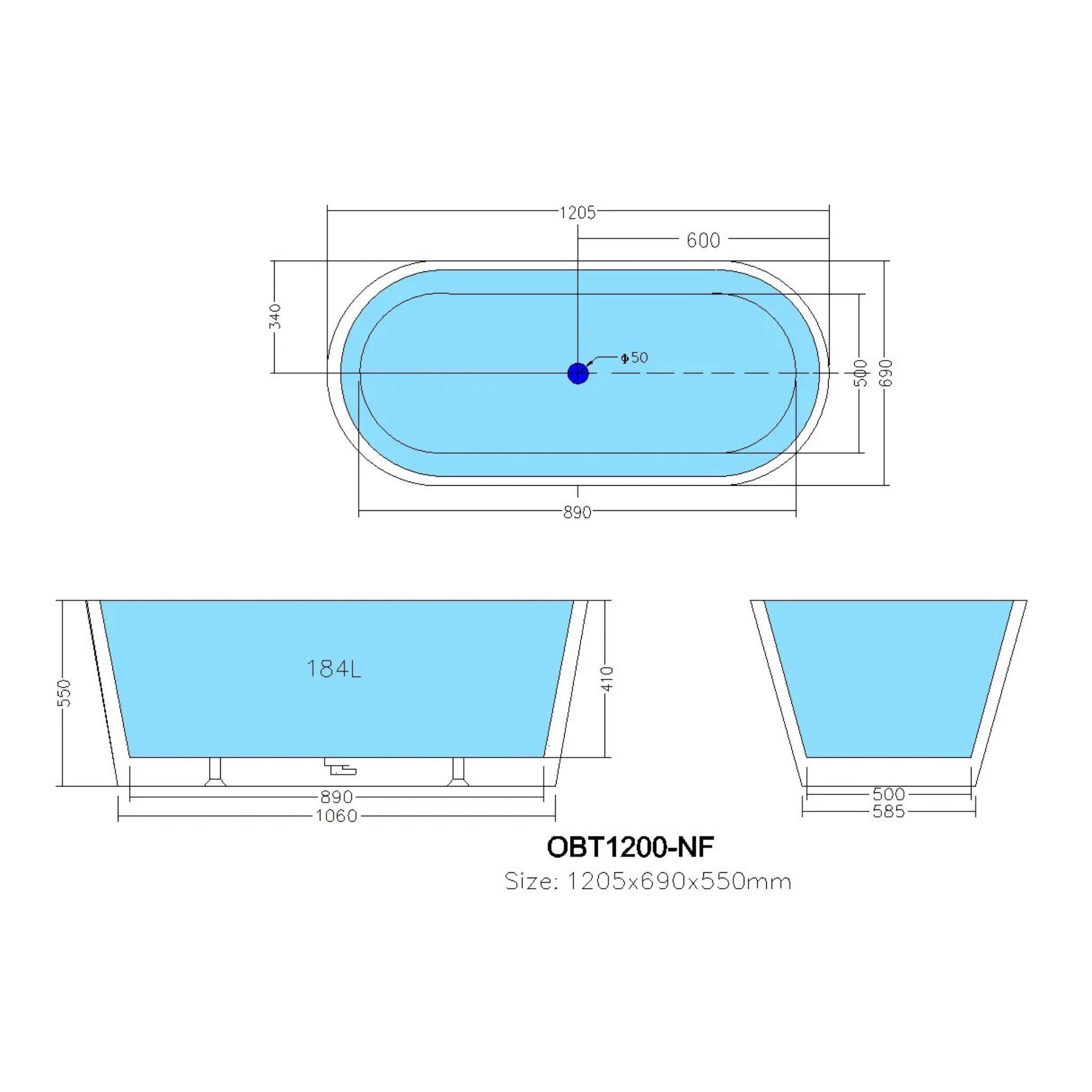 POSEIDON OVIA FREE STANDING BATH GLOSS WHITE (AVAILABLE IN 1200MM, 1300MM, 1400MM, 1500MM AND 1700MM)