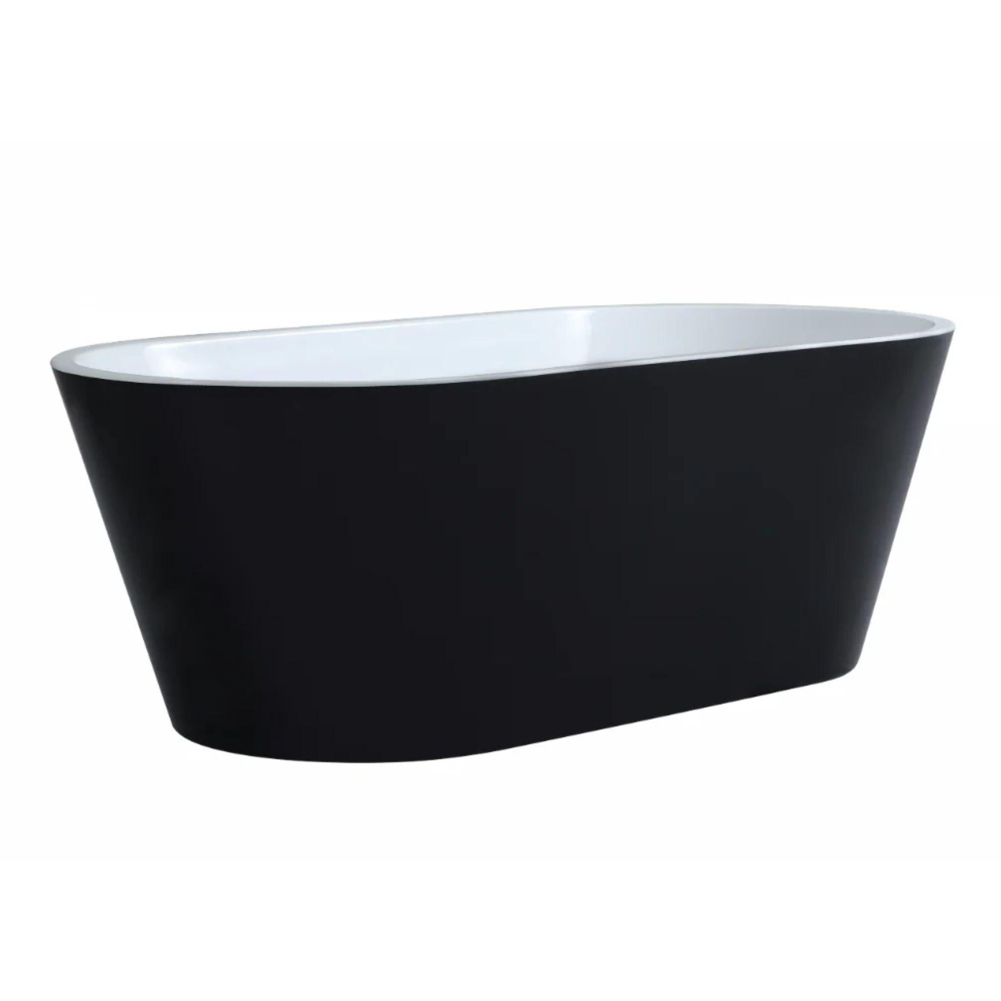 POSEIDON OVIA FREESTANDING BATHTUB GLOSS BLACK AND WHITE (AVAILABLE IN 1500MM AND 1700MM)