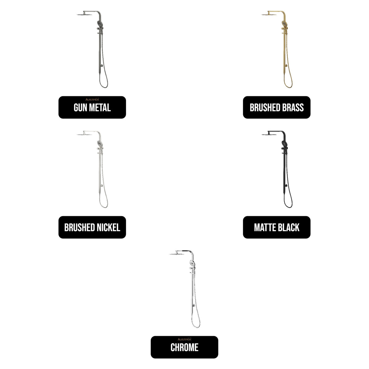 LINSOL OCEANJET TWIN SHOWER WITH LONG RAIL 1271MM BRUSHED BRASS