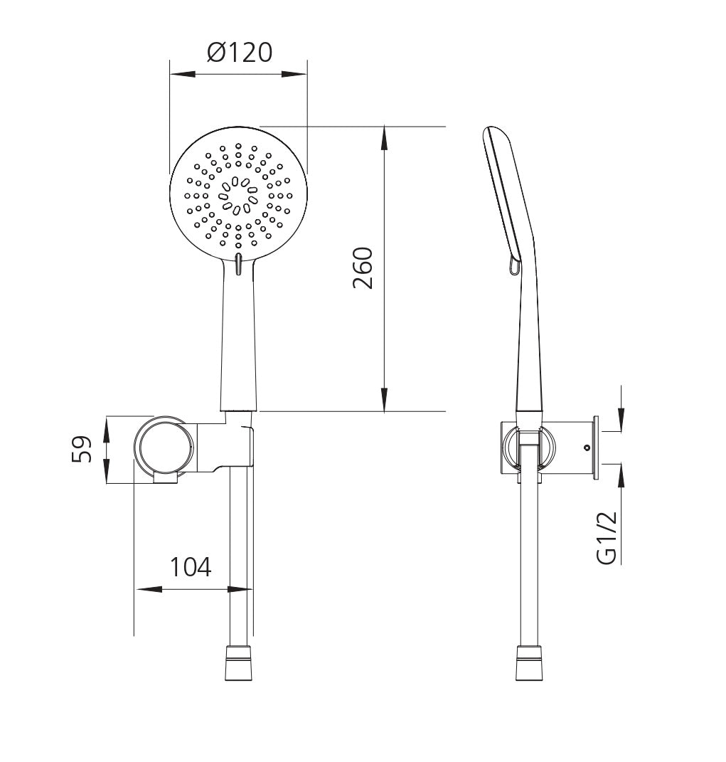 OLIVERI COPENHAGEN HAND SHOWER WITH BRACKET CHROME