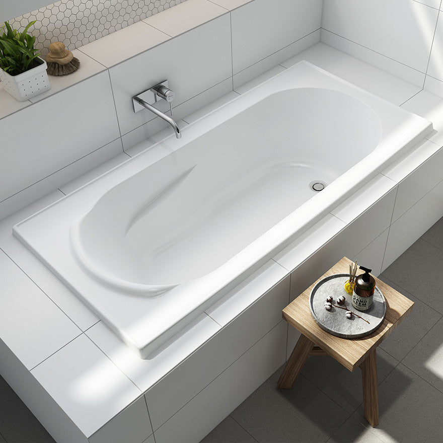 OLIVERI DUBLIN INSET BATHTUB WITH TILE BEAD HIGH GLOSS WHITE (AVAILABLE IN 1510MM AND 1650MM)