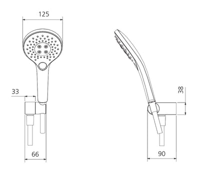 OLIVERI ROME HAND SHOWER WITH BRACKET MATTE BLACK