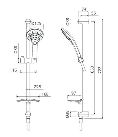 OLIVERI ROME HAND SHOWER WITH RAIL CHROME