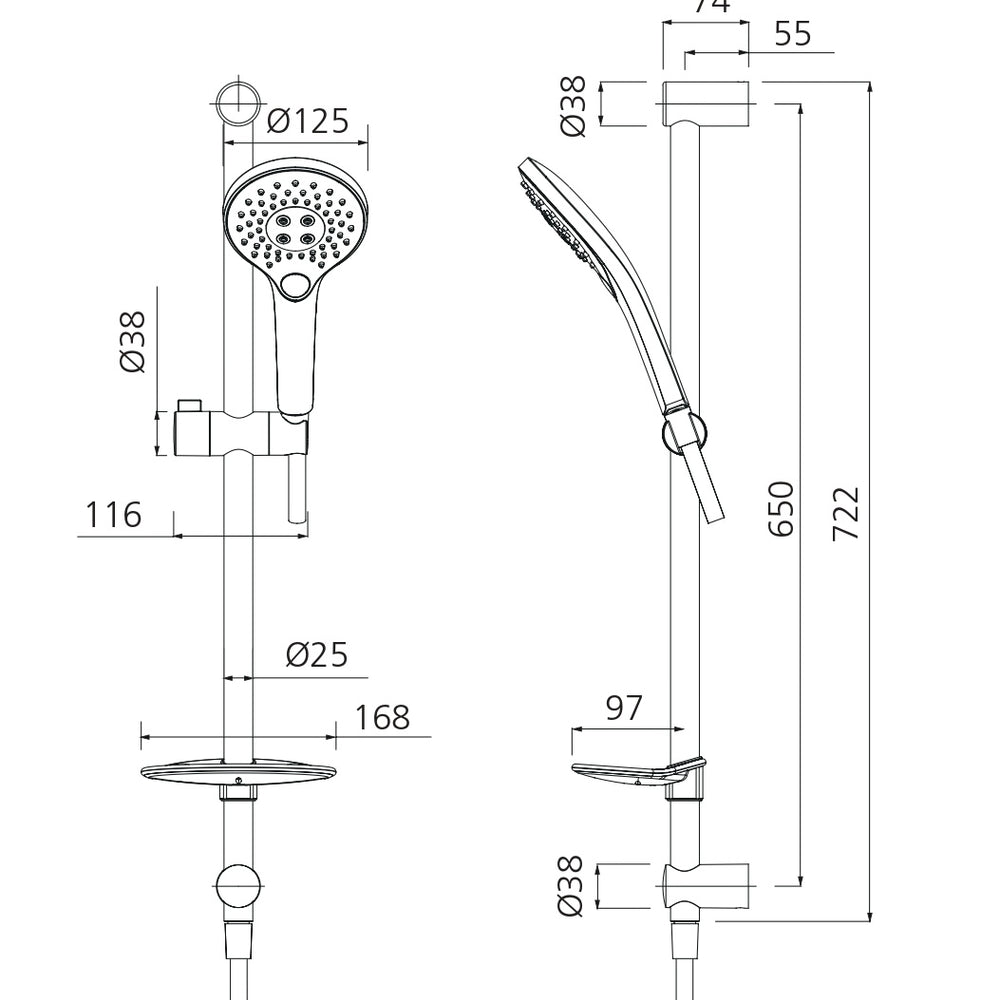 OLIVERI ROME HAND SHOWER WITH RAIL CLASSIC GOLD