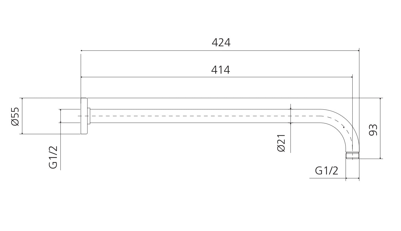 OLIVERI ROME WALL MOUNTED SHOWER ARM 400MM CLASSIC GOLD