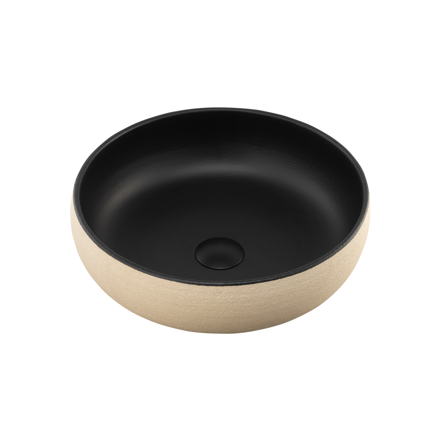 OLIVERI TERZOFOCO CURVED COUNTER TOP BASIN LIGHT EARTH AND MATTE BLACK 400MM