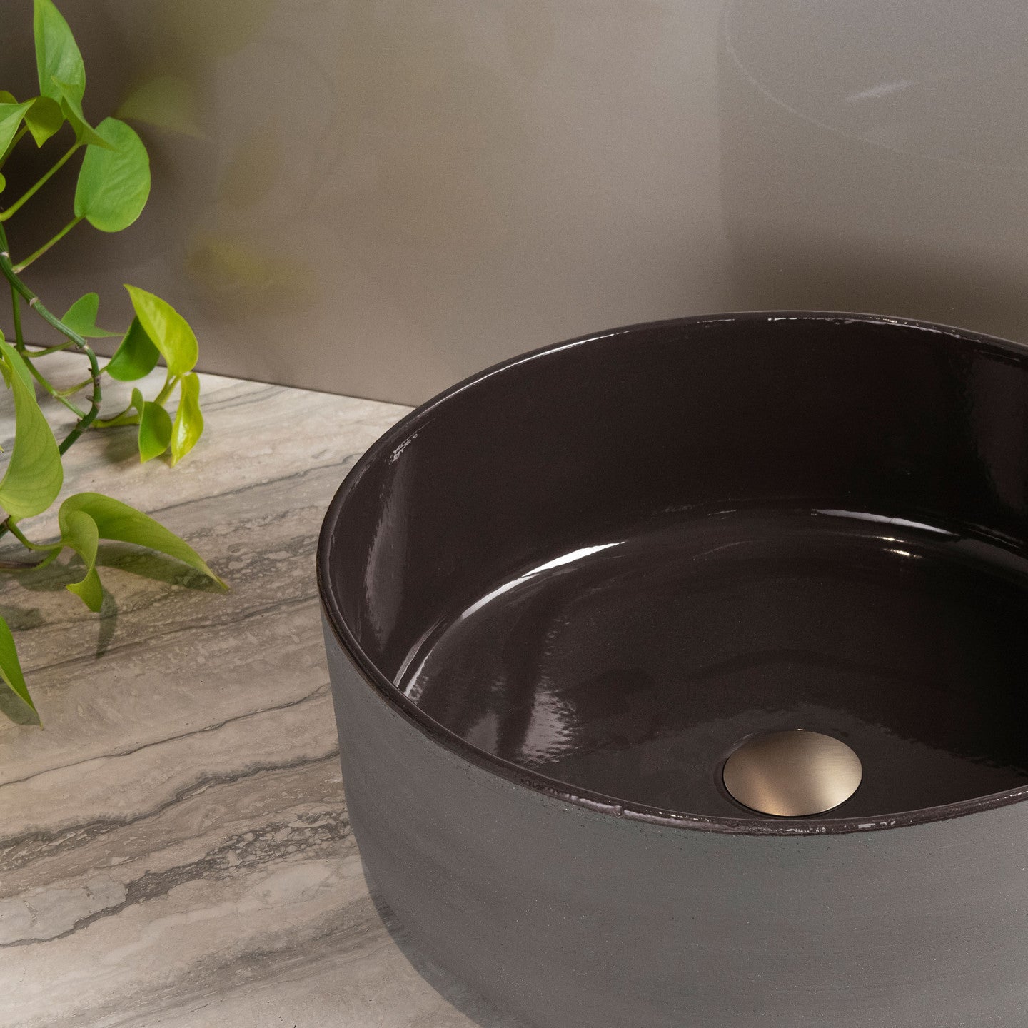 OLIVERI TERZOFOCO ROUND COUNTER TOP BASIN NATURAL EARTH 420MM
