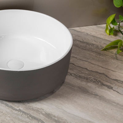 OLIVERI TERZOFOCO ROUND COUNTER TOP BASIN NATURAL EARTH AND WHITE 420MM