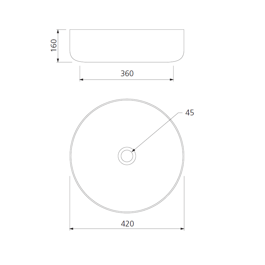 OLIVERI TERZOFOCO ROUND COUNTER TOP BASIN NATURAL EARTH AND WHITE 420MM