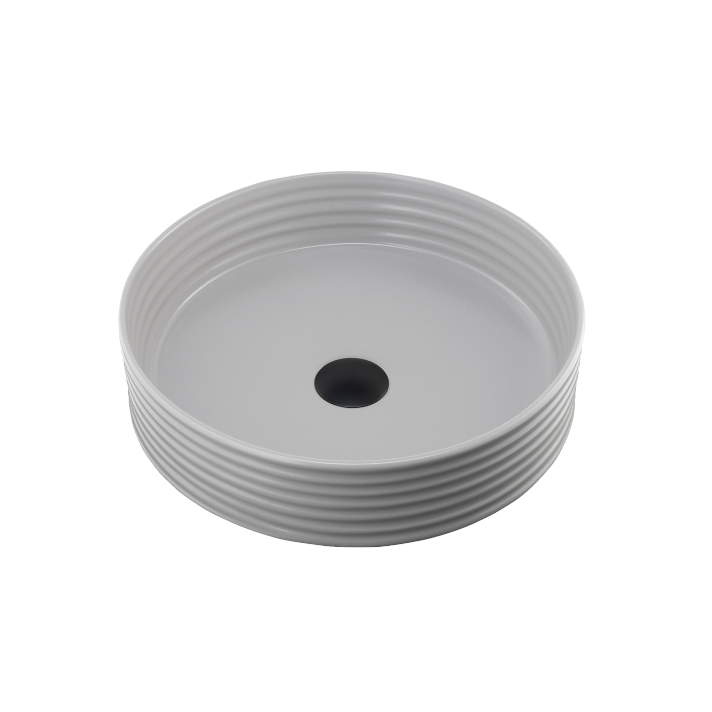 OLIVERI TERZOFOCO ROUND RIBBED SHORT COUNTER TOP BASIN GREY 405MM