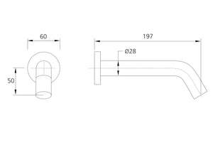 OLIVERI VENICE WALL MOUNTED SENSOR TAP 197MM MATTE BLACK