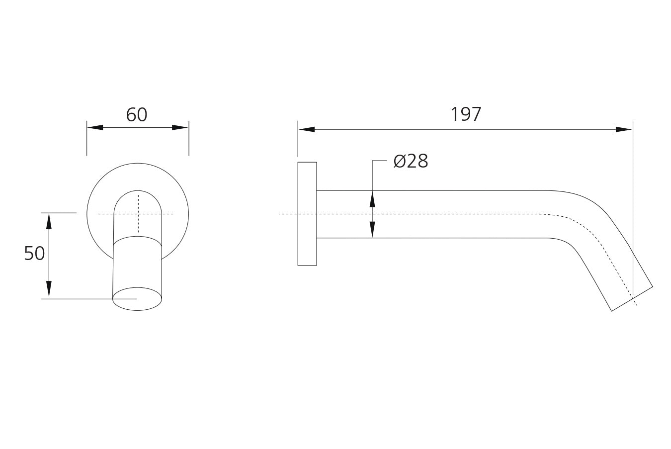 OLIVERI VENICE WALL MOUNTED SENSOR TAP 197MM MATTE BLACK