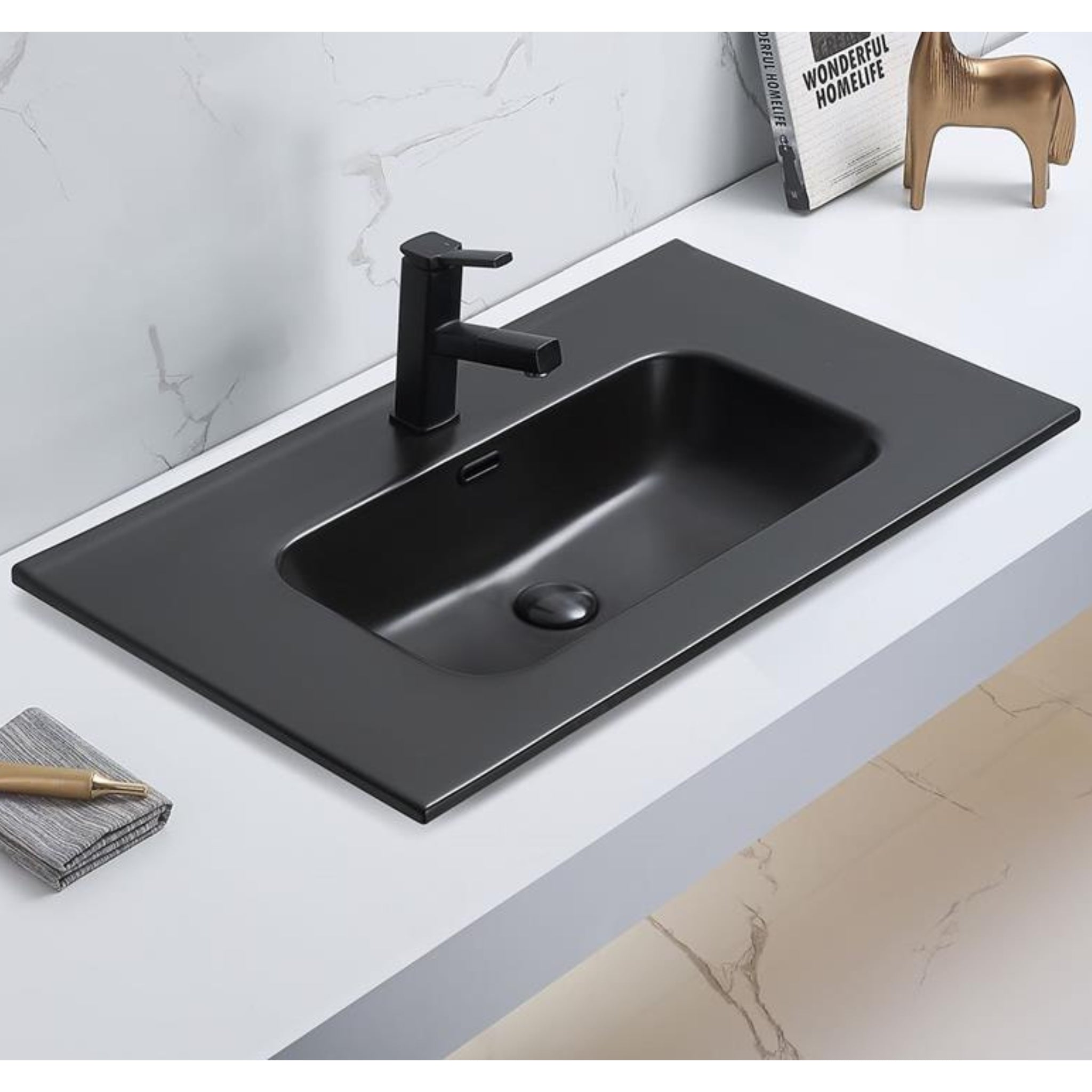 POSEDION OLIVIA MATTE BLACK SINGLE BOWL VANITY CERAMIC TOP 1200MM