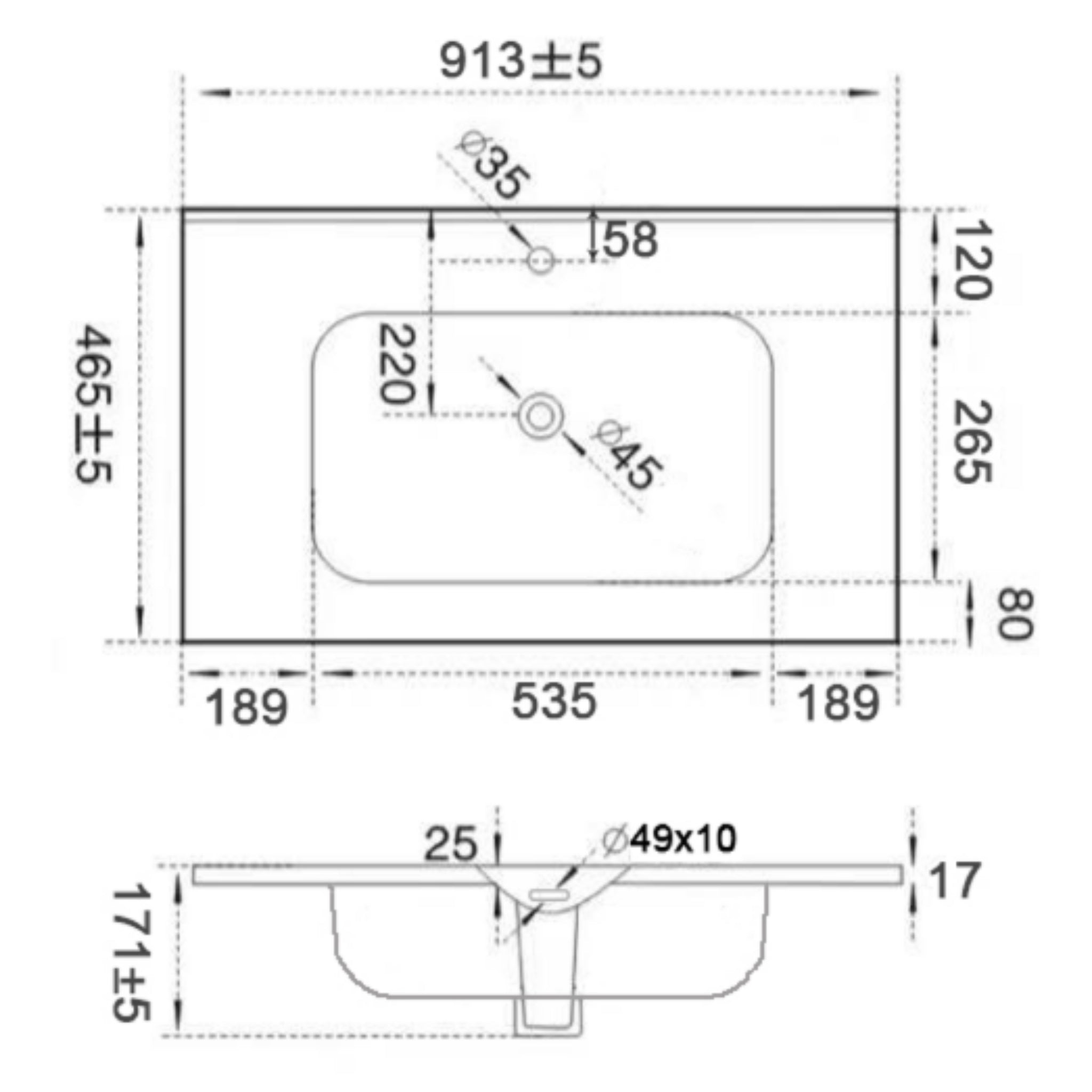 POSEDION OLIVIA MATTE BLACK SINGLE BOWL CERAMIC VANITY TOP (AVAILABLE IN 613MM, 760MM, 913MM AND 1213MM)