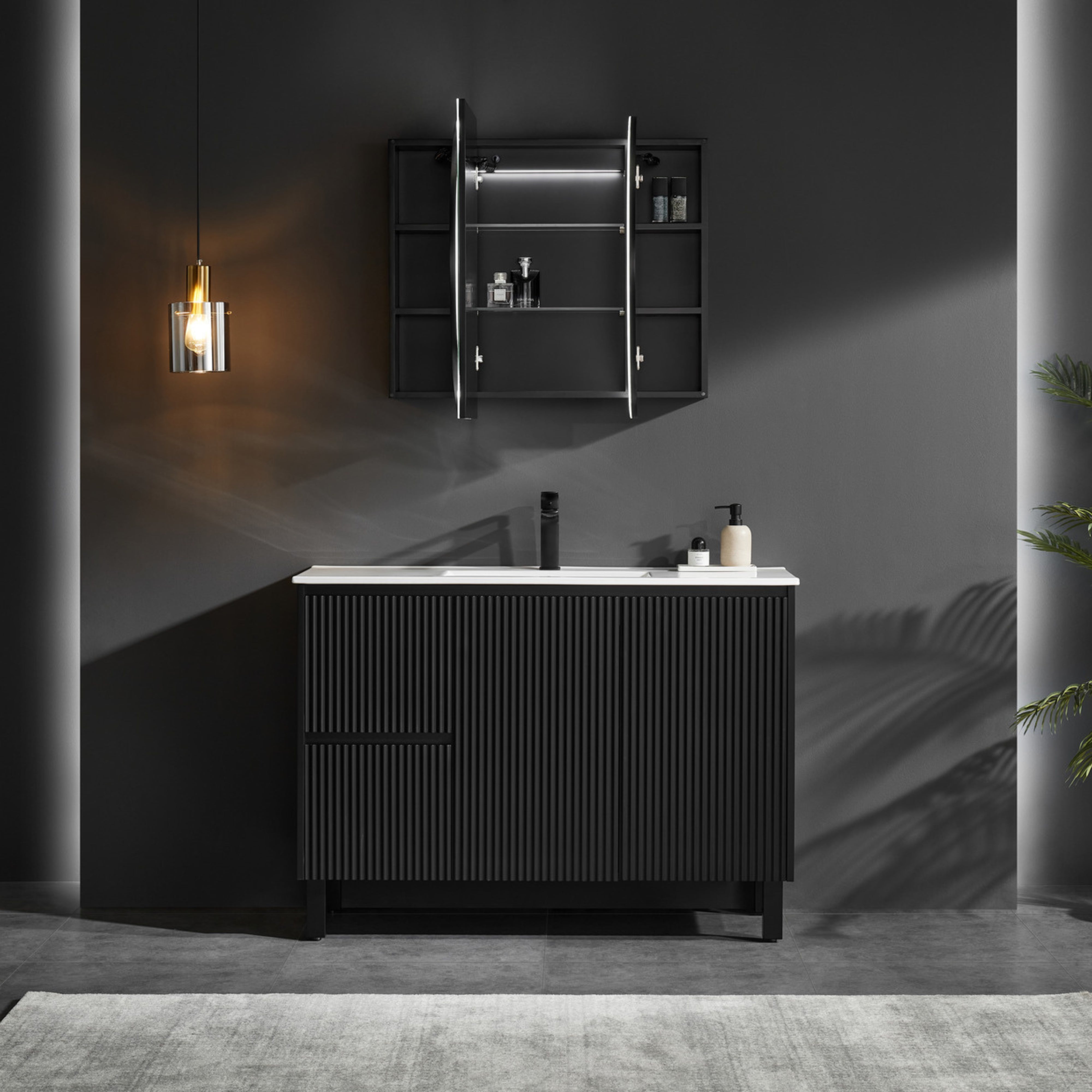 CETO OLIVIA MATTE BLACK LED MIRROR SHAVING CABINET 1200X750MM