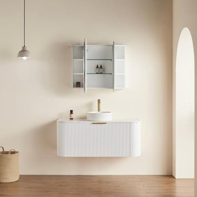 CETO OLIVIA MATTE WHITE MIRROR SHAVING CABINET 1200X750MM