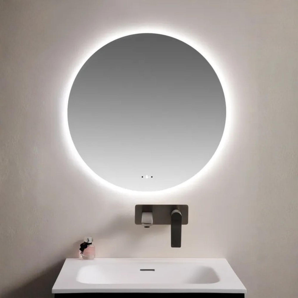 POSEIDON LUNA ROUND FRAMELESS BACKLIT LED MIRROR 3 COLOUR LIGHTS 900X900MM