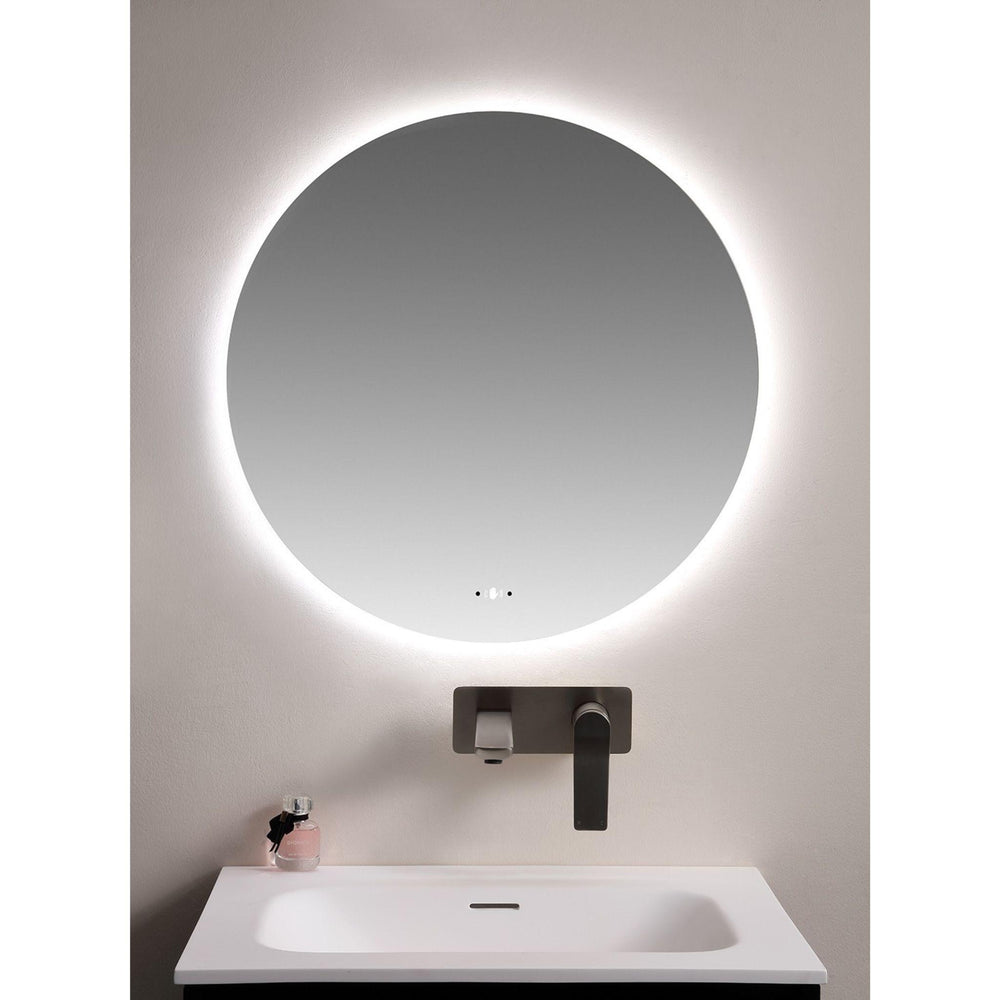 POSEIDON LUNA ROUND FRAMELESS BACKLIT LED MIRROR 3 COLOUR LIGHTS 800X800MM