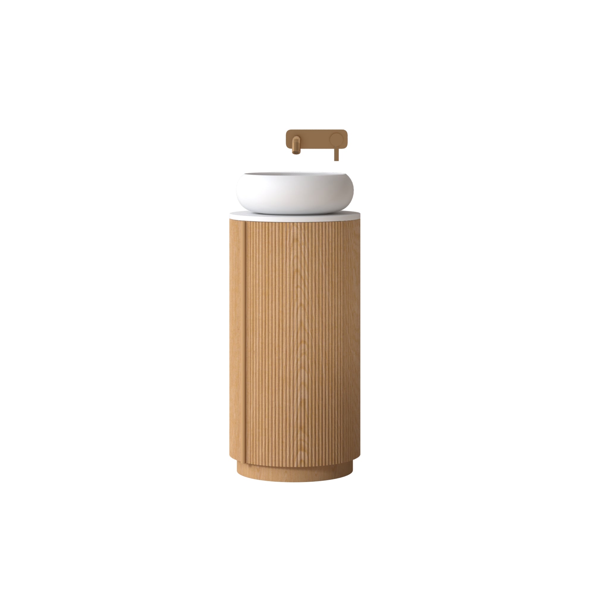 ORIO BAUDIN LIGHT WALNUT FLUTED 400MM FLOORSTANDING VANITY WITH SINTERED STONE TOP