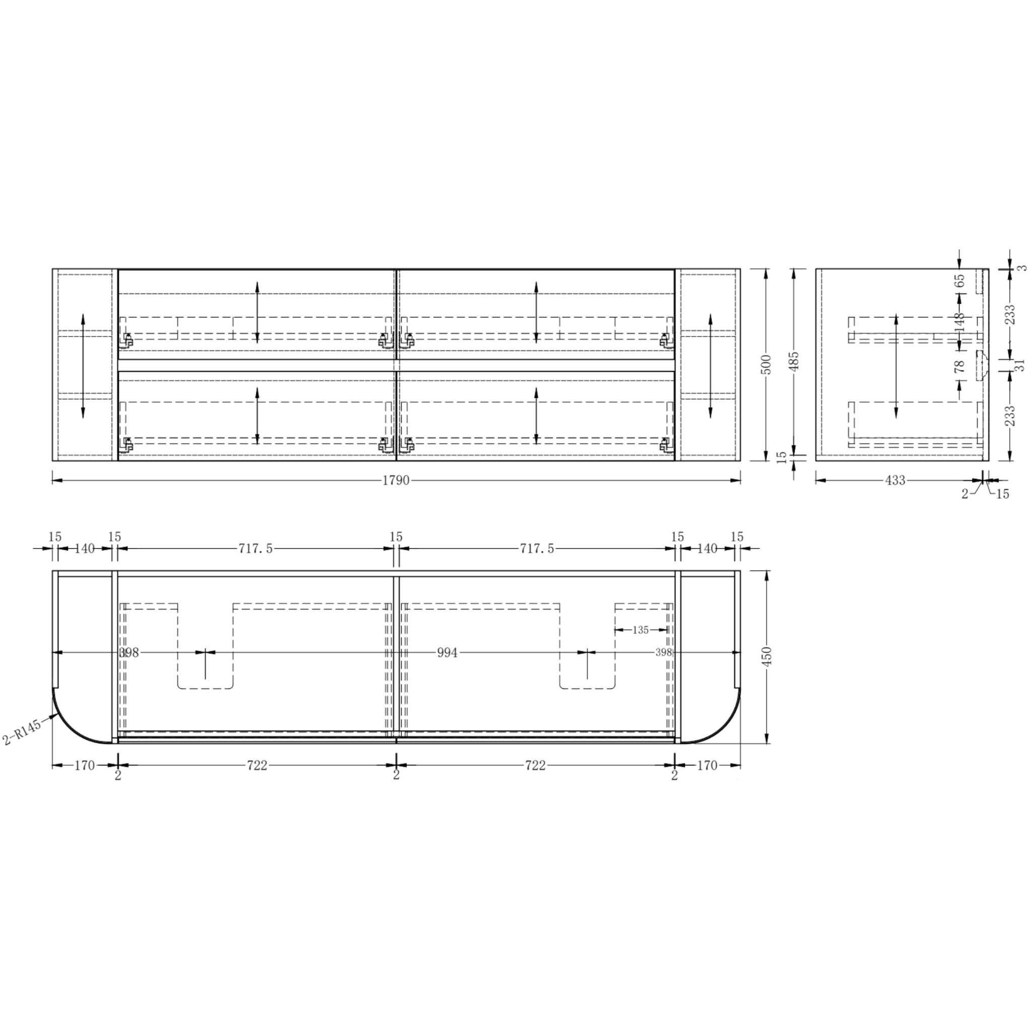 ORIO PEBBLE NATURAL OAK 1800MM CURVE DOUBLE BOWL WALL HUNG VANITY