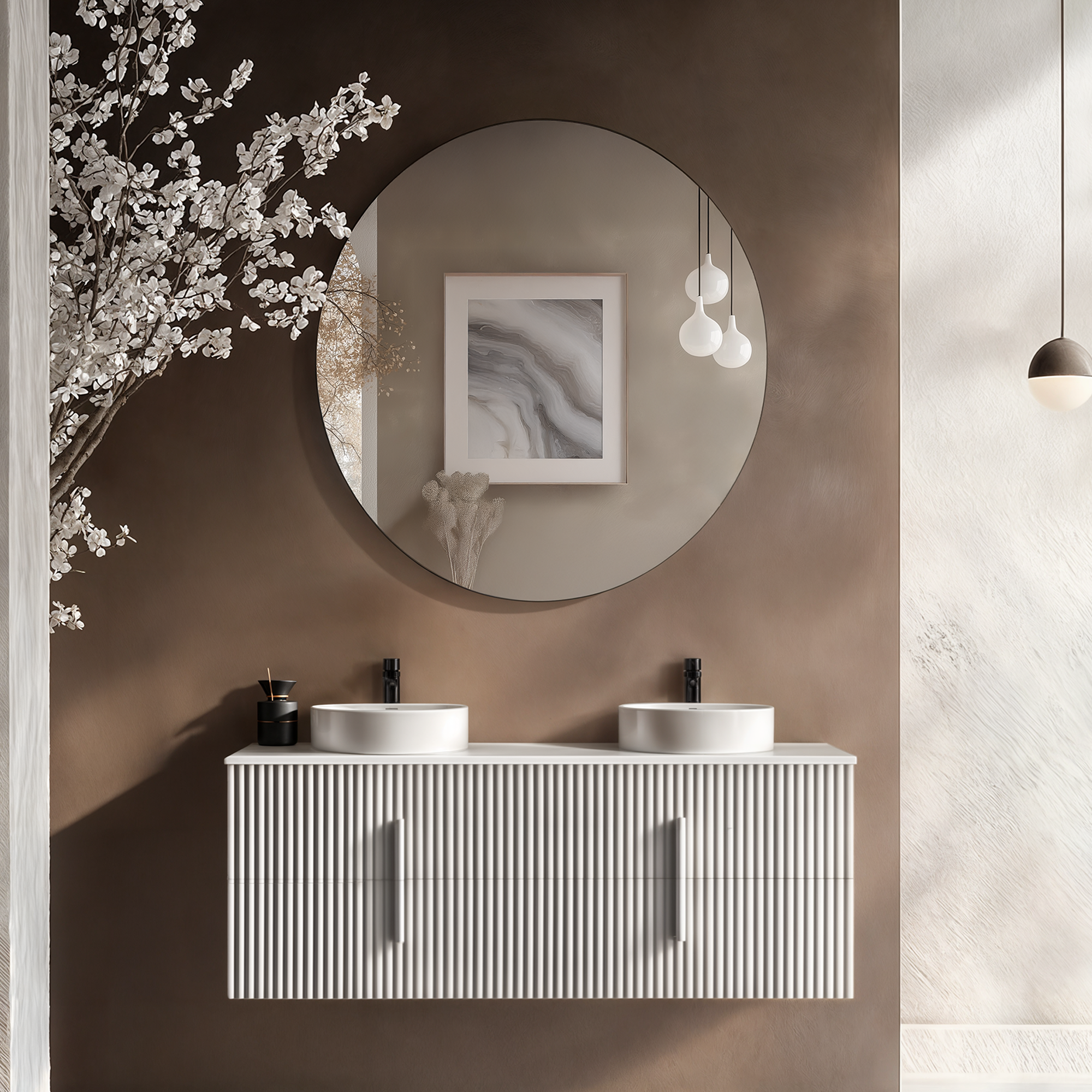 ORIO EDEN MATTE WHITE 1500MM DOUBLE BOWL WALL HUNG VANITY