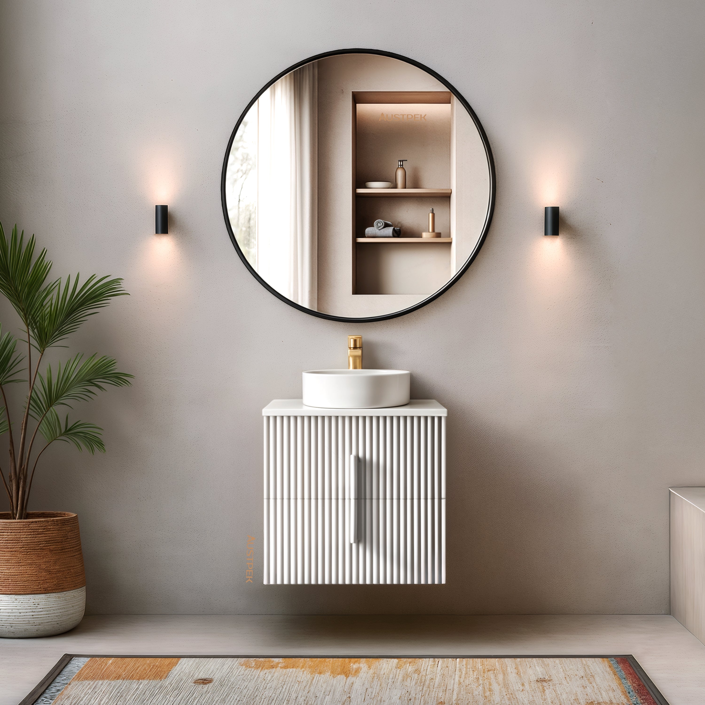 ORIO EDEN MATTE WHITE 600MM SINGLE BOWL WALL HUNG VANITY