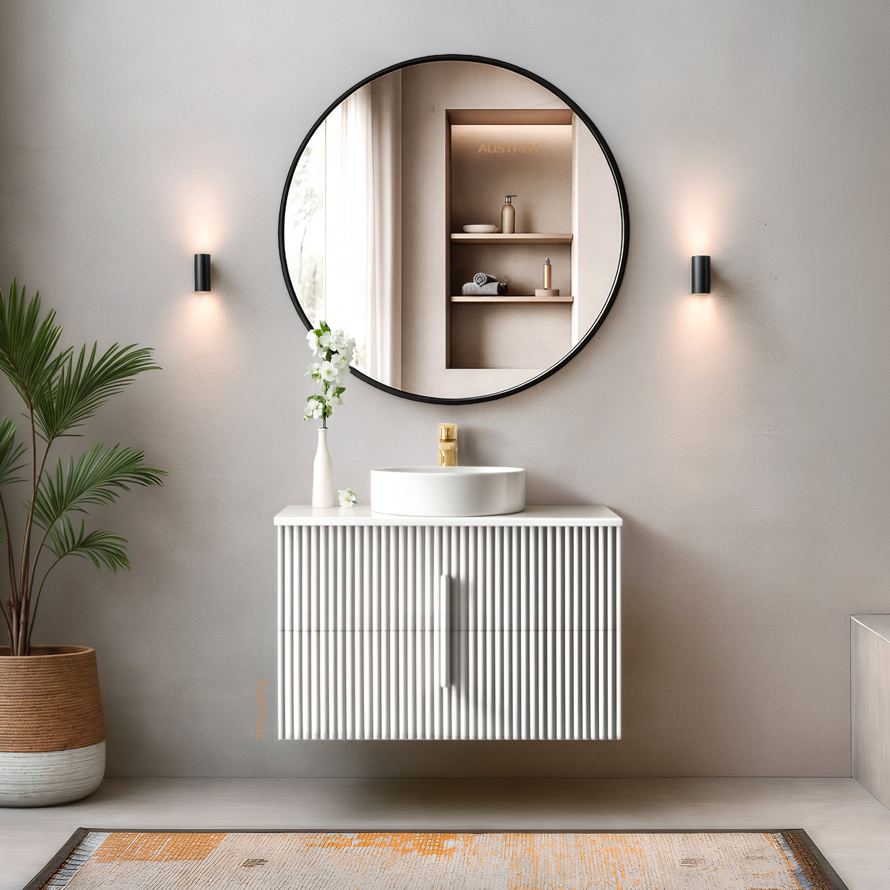 ORIO EDEN MATTE WHITE 900MM SINGLE BOWL WALL HUNG VANITY