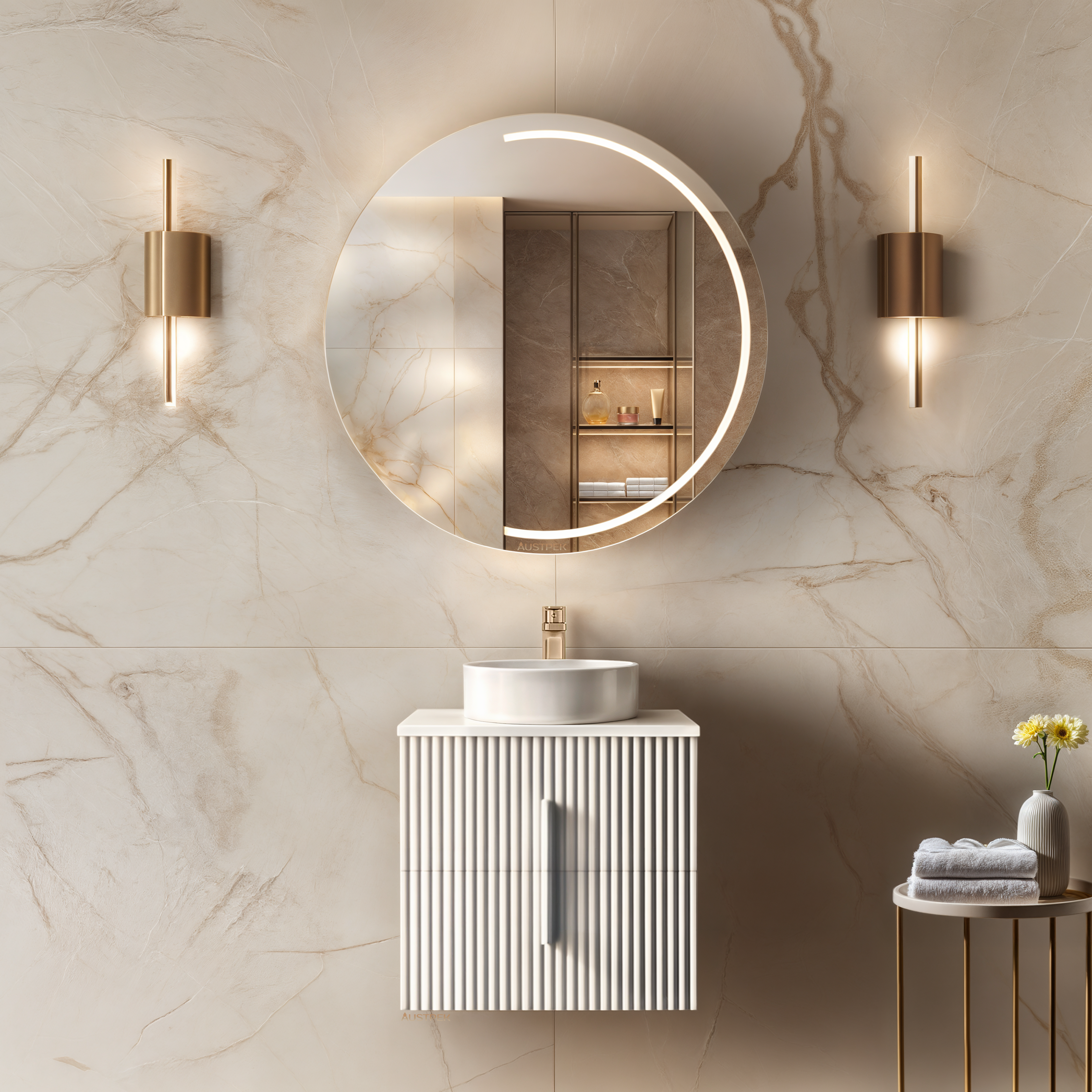 ORIO EDEN MATTE WHITE 600MM SINGLE BOWL WALL HUNG VANITY