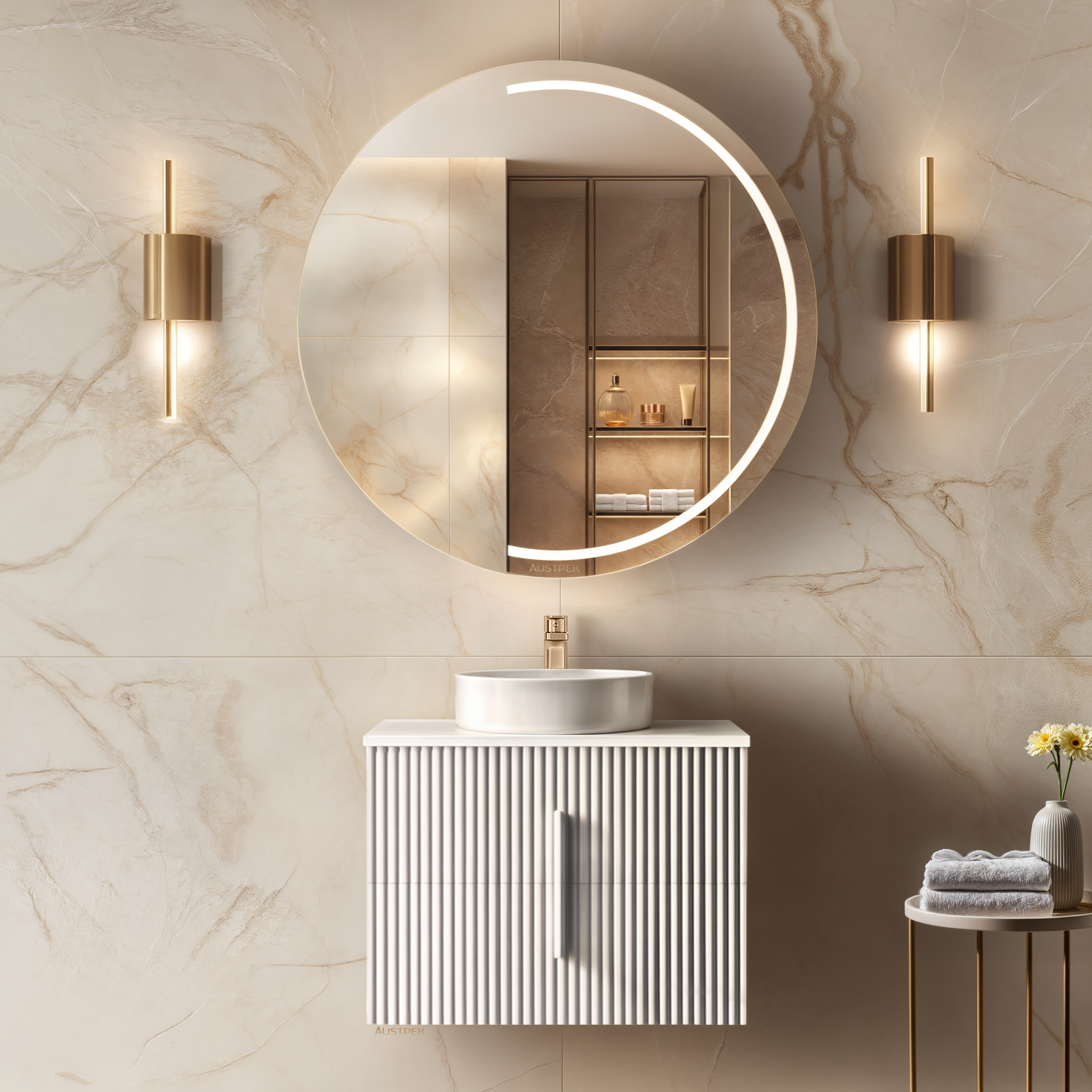ORIO EDEN MATTE WHITE 750MM SINGLE BOWL WALL HUNG VANITY
