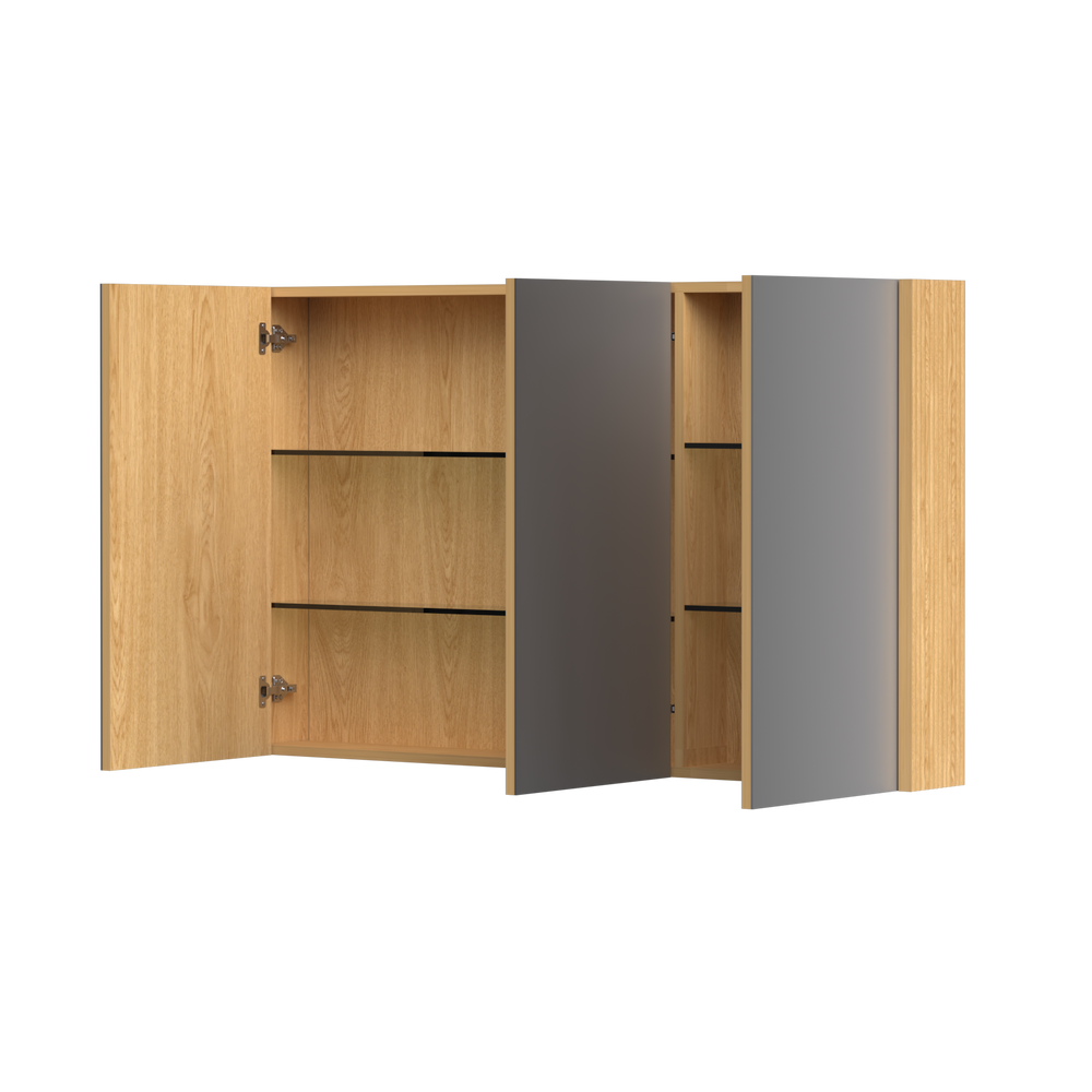 ORIO HAYMAN LIGHT WALNUT FLUTED MIRROR SHAVING CABINET 1200MM
