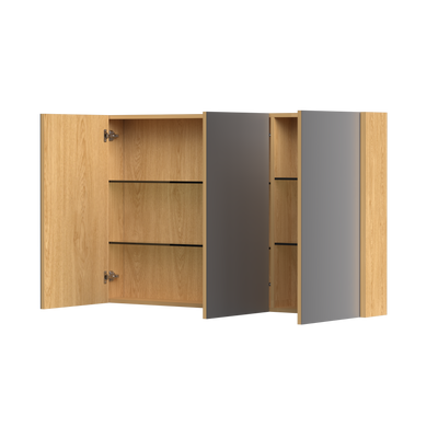 ORIO HAYMAN LIGHT WALNUT FLUTED MIRROR SHAVING CABINET 1200MM