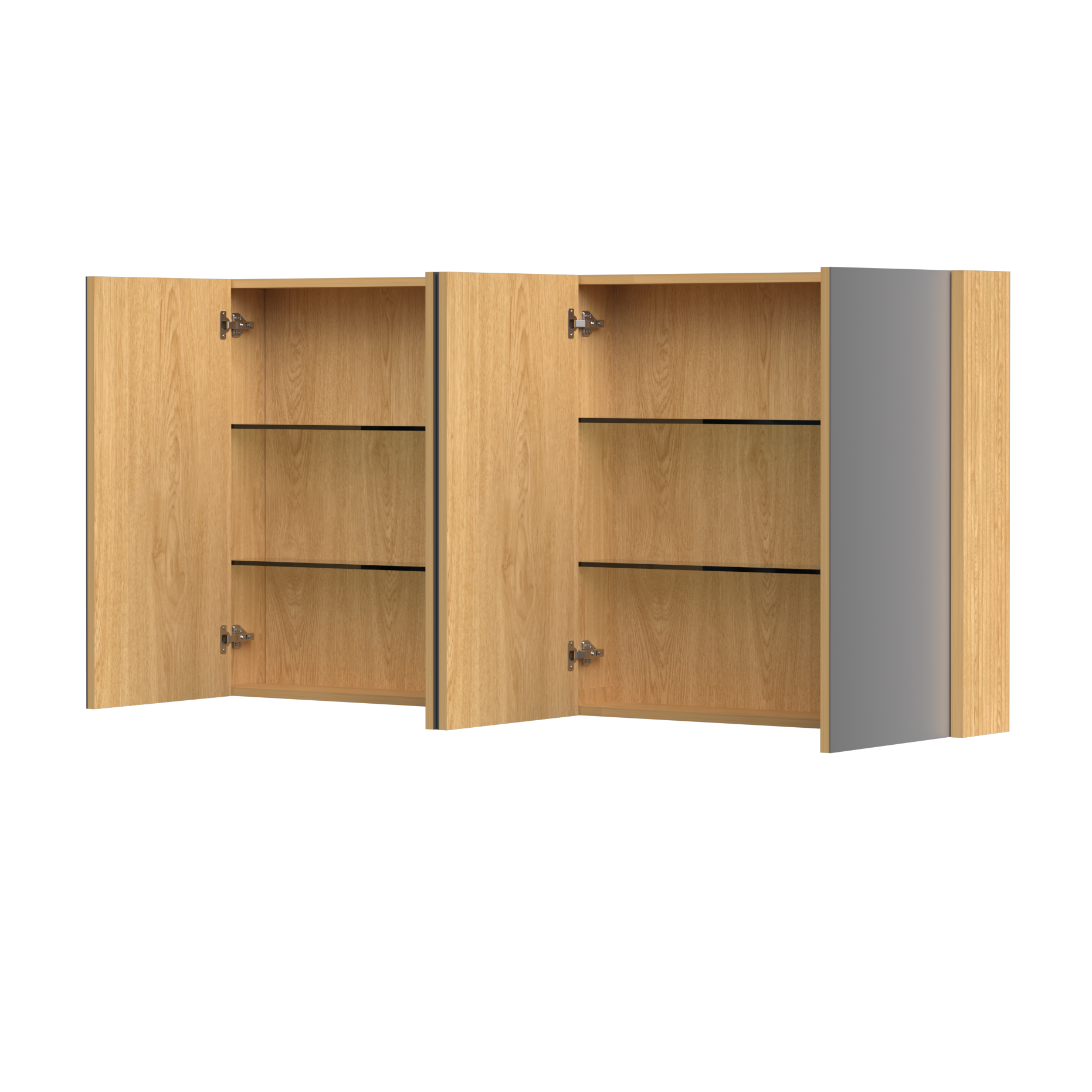 ORIO HAYMAN LIGHT WALNUT FLUTED MIRROR SHAVING CABINET 1500MM