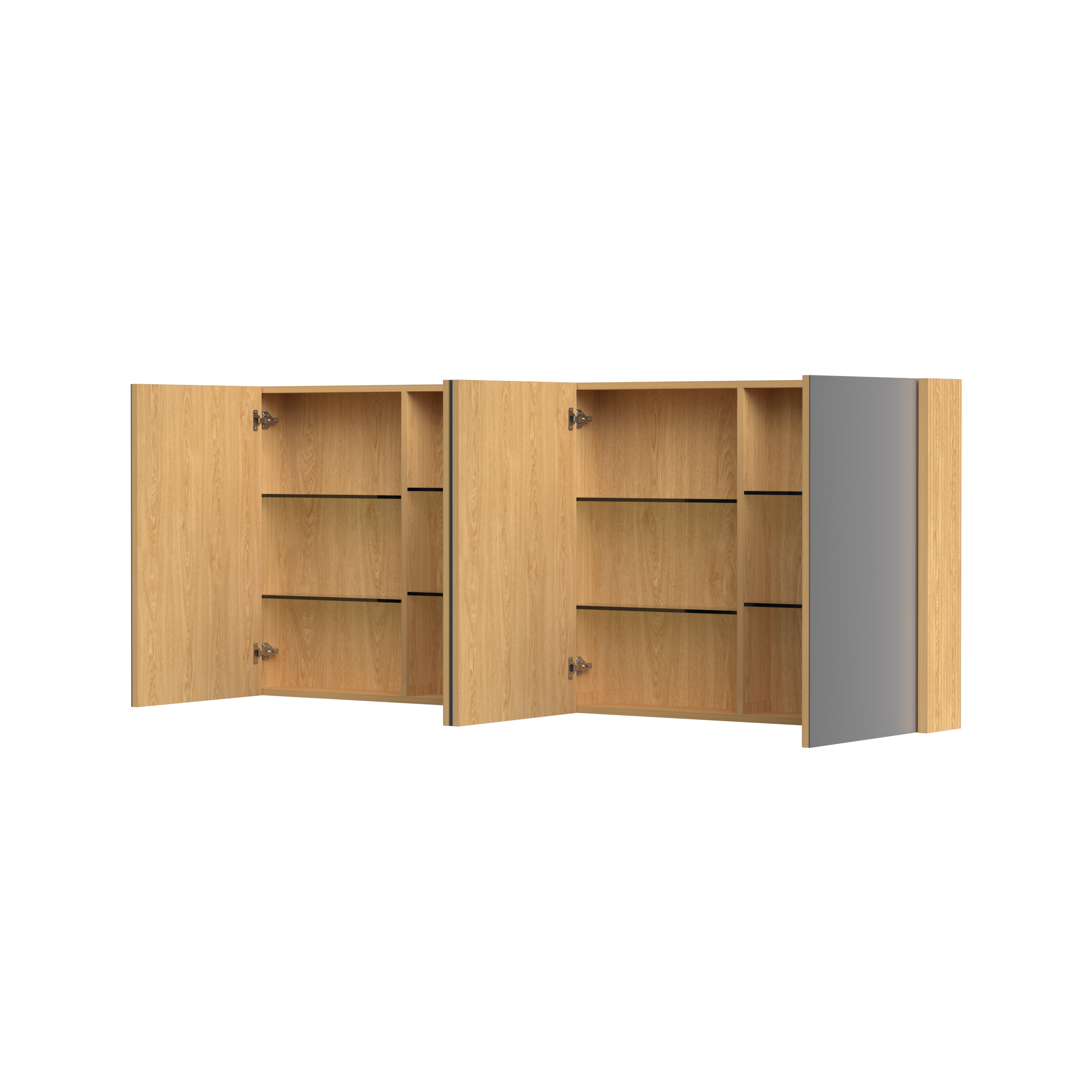 ORIO HAYMAN LIGHT WALNUT FLUTED MIRROR SHAVING CABINET 1800MM