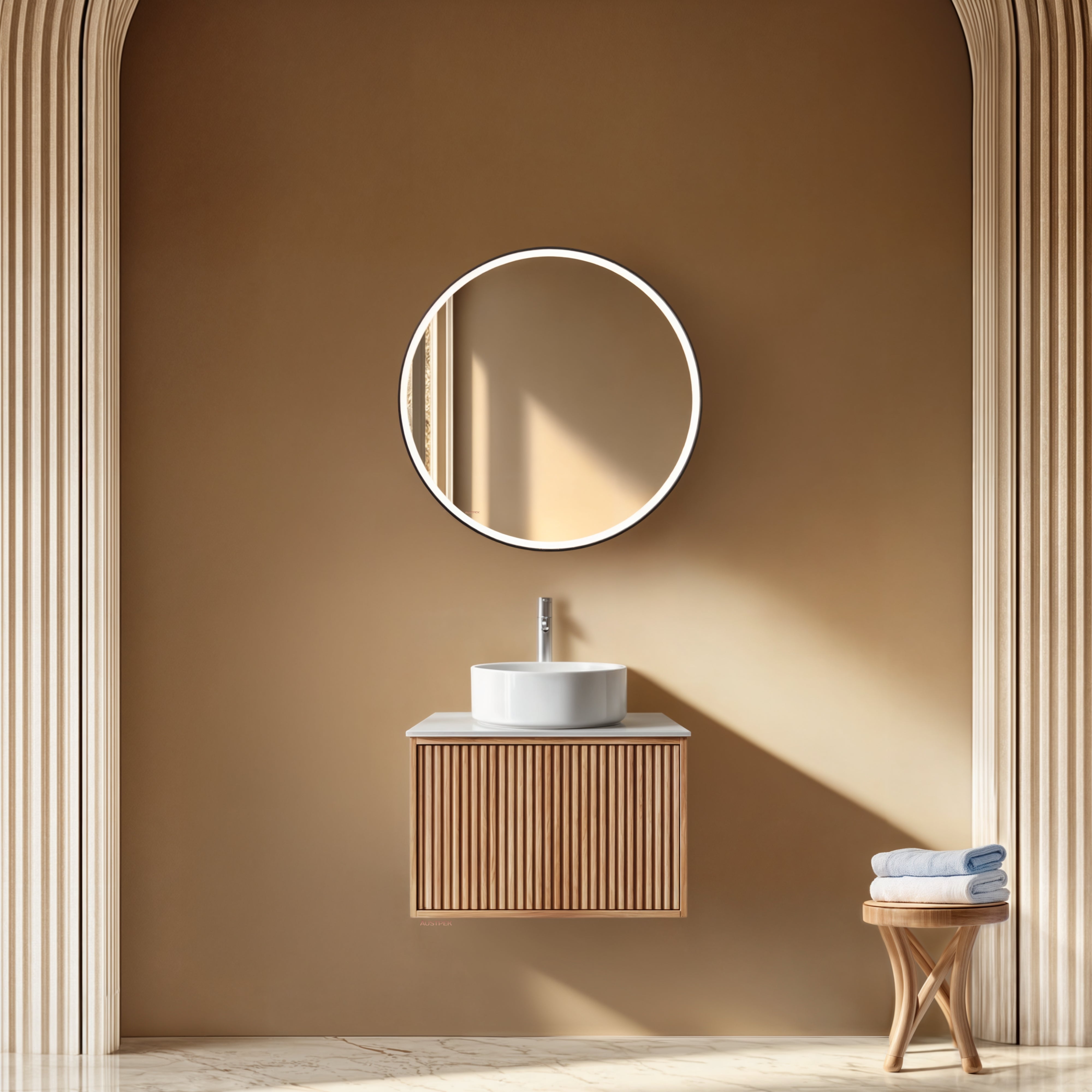 ORIO HUDSON ASHWOOD 600MM SINGLE BOWL WALL HUNG VANITY