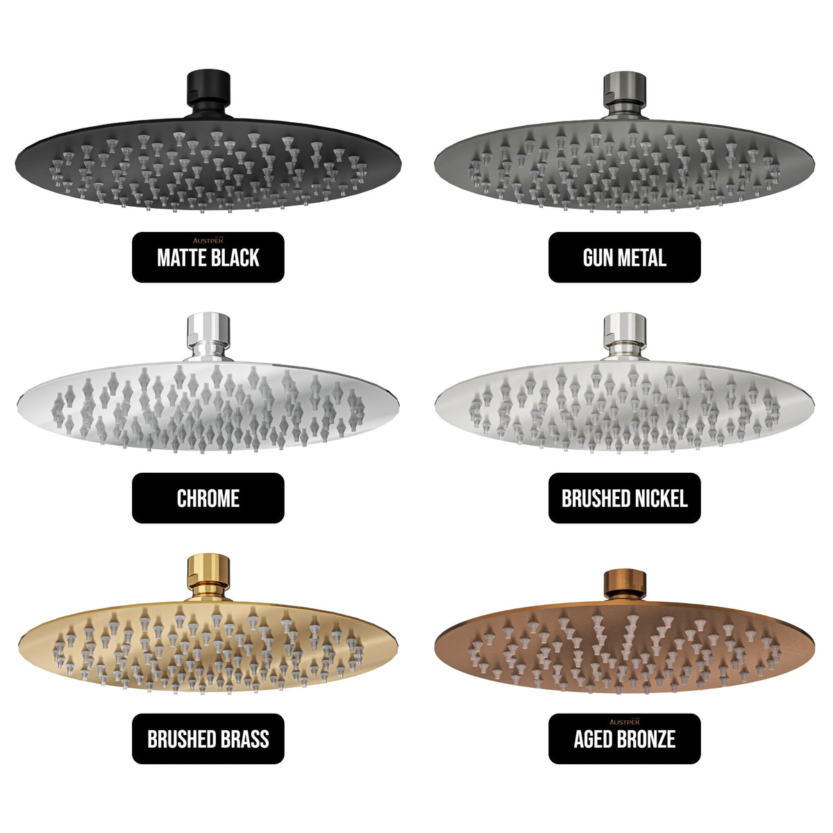 LINSOL ORO ROUND SHOWER HEAD 200MM MATTE BLACK