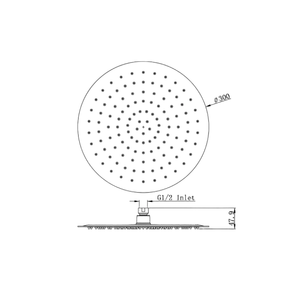 Linsol Oro Round Shower Head 300mm