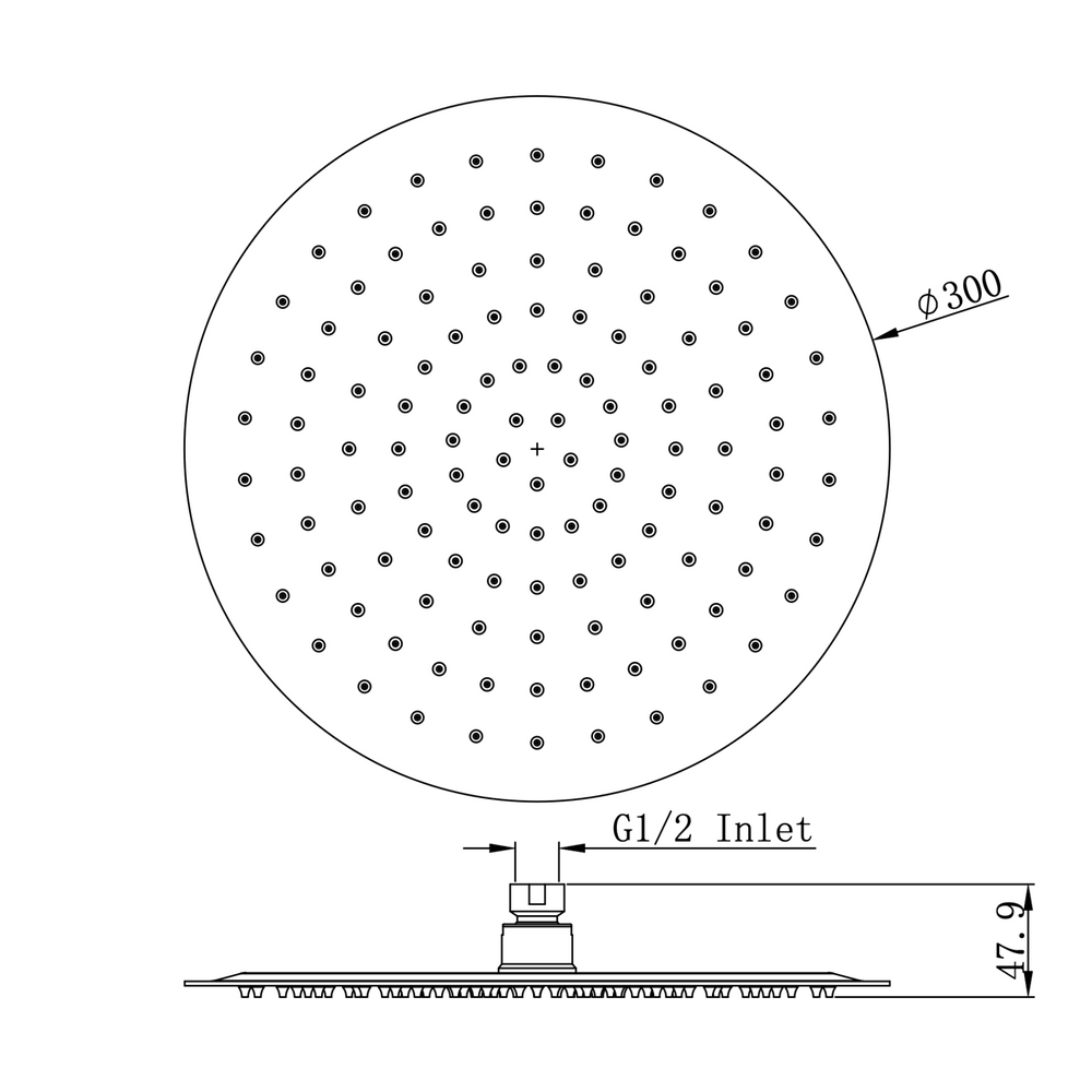 Linsol Oro Round Shower Head 300mm