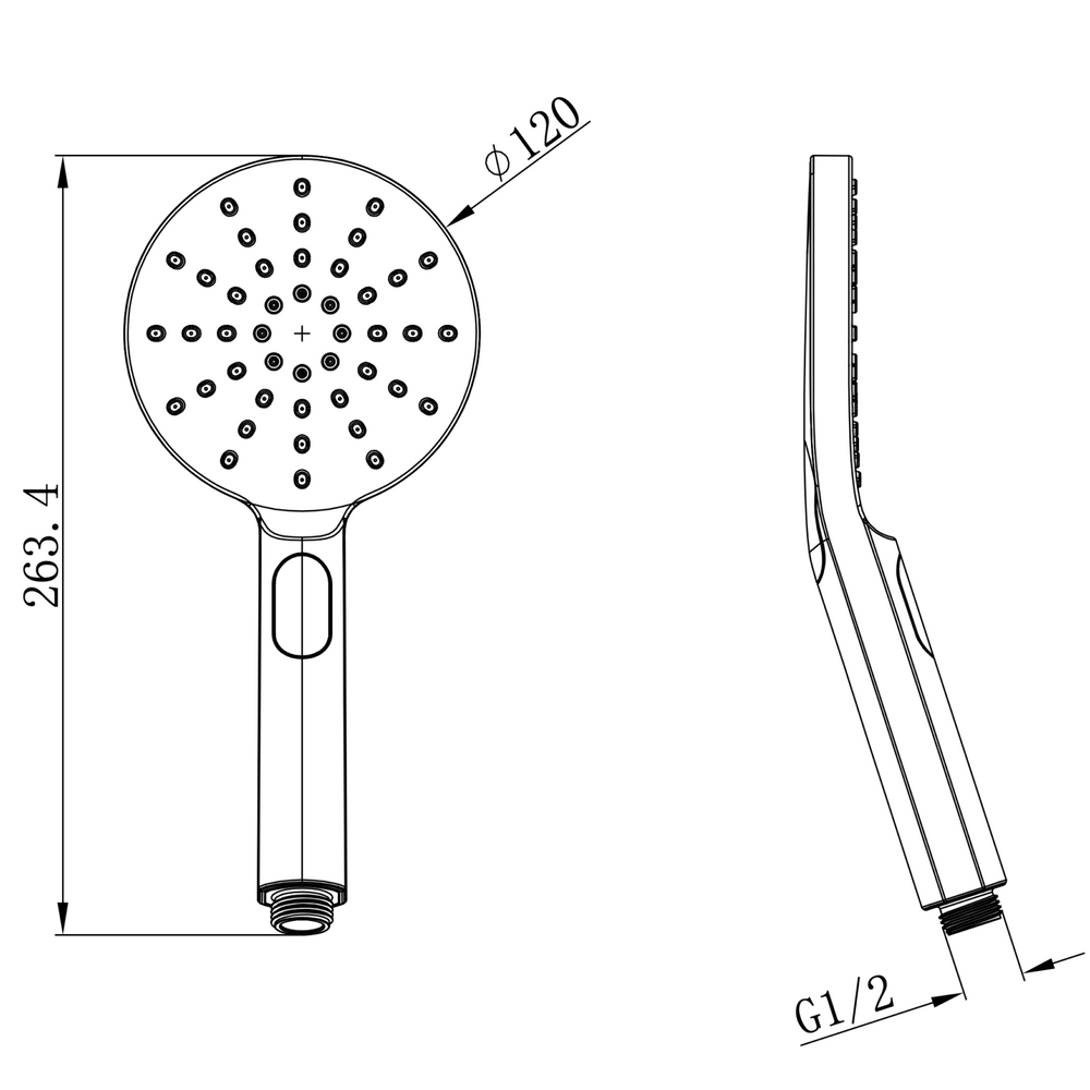 Linsol Oro Multifunction Handpiece 120mm - Line Drawing
