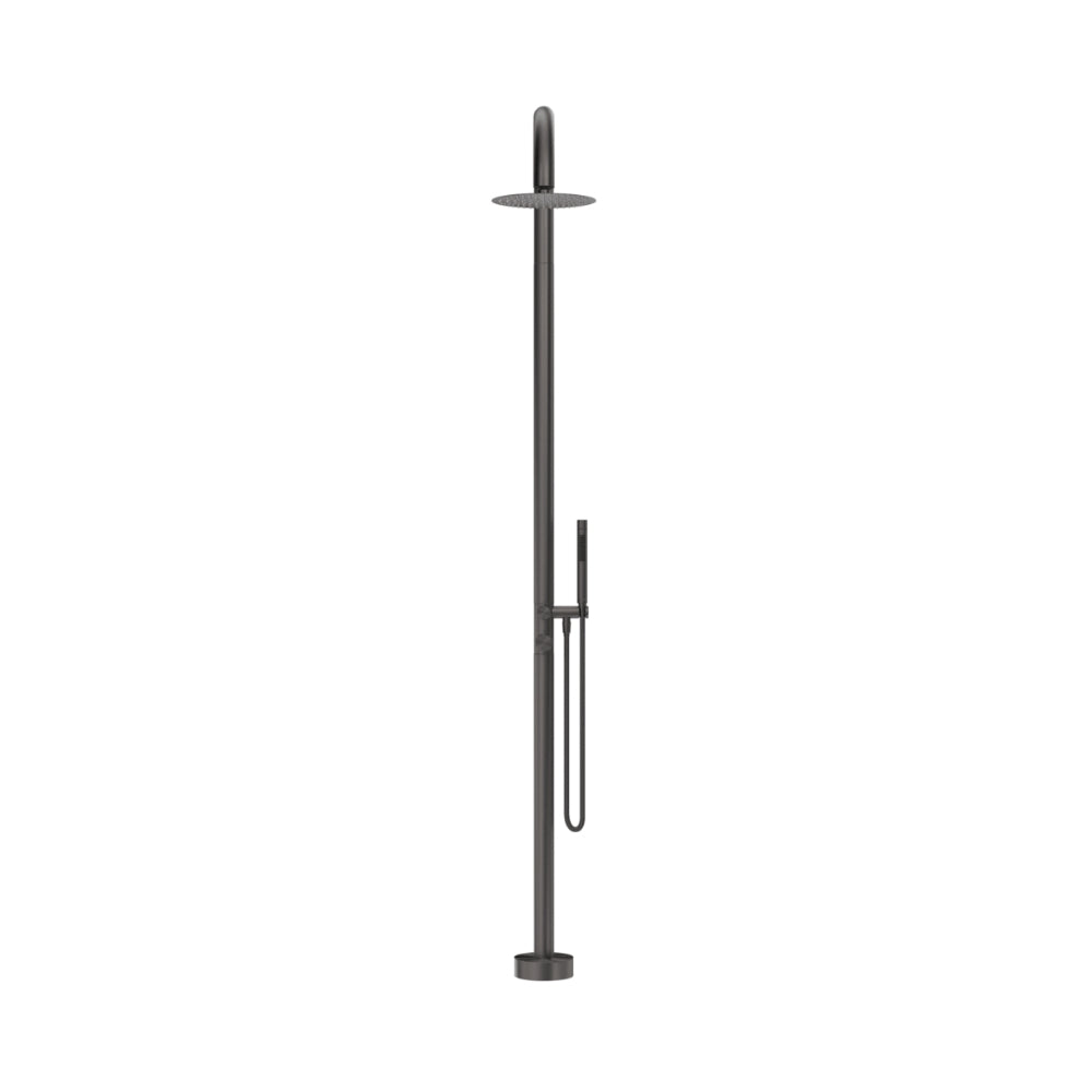 BELLA VISTA MICA GOOSENECK FREESTANDING OUTDOOR SHOWER 2415MM GUN METAL