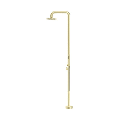 BELLA VISTA MICA SOFT-SQUARE FREESTANDING OUTDOOR SHOWER 2325MM FRENCH GOLD