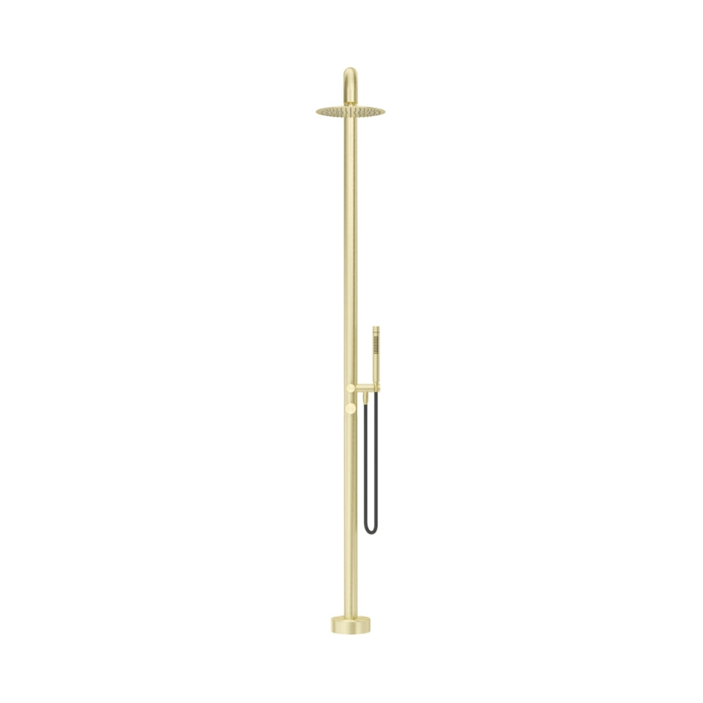 BELLA VISTA MICA SOFT-SQUARE FREESTANDING OUTDOOR SHOWER 2325MM FRENCH GOLD