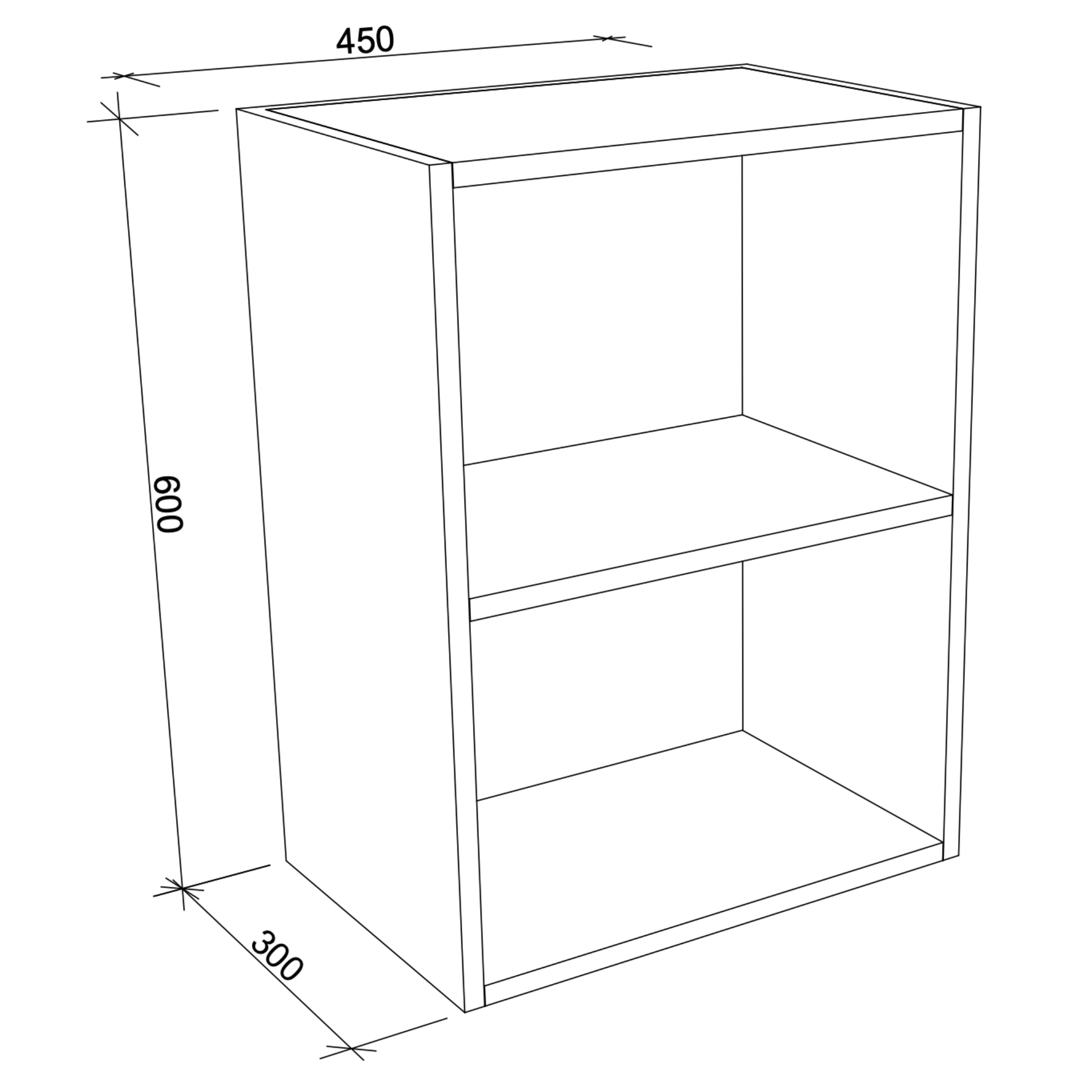 TIMBERLINE CUSTOM LAUNDRY CABINET 450MM WITH TWO OPEN SHELVES