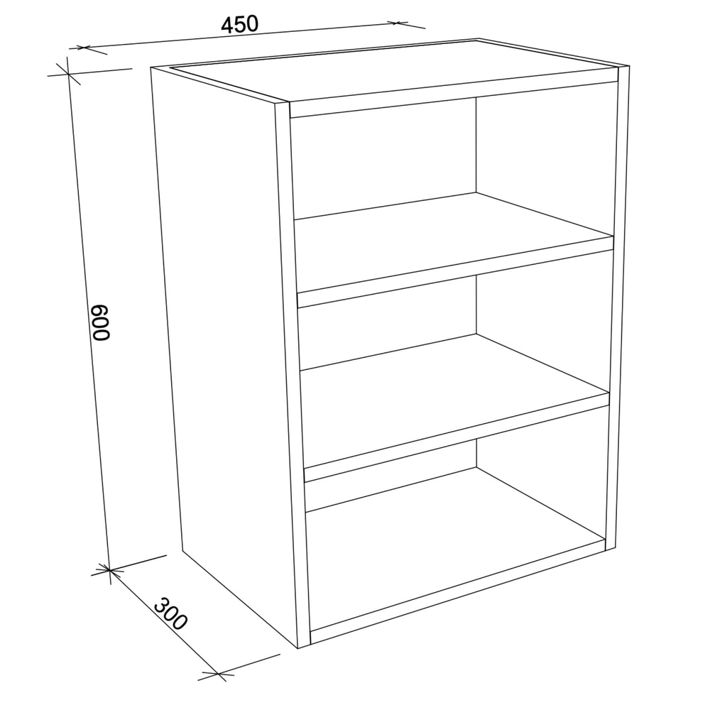 TIMBERLINE CUSTOM LAUNDRY CABINET 450MM WITH THREE OPEN SHELVES