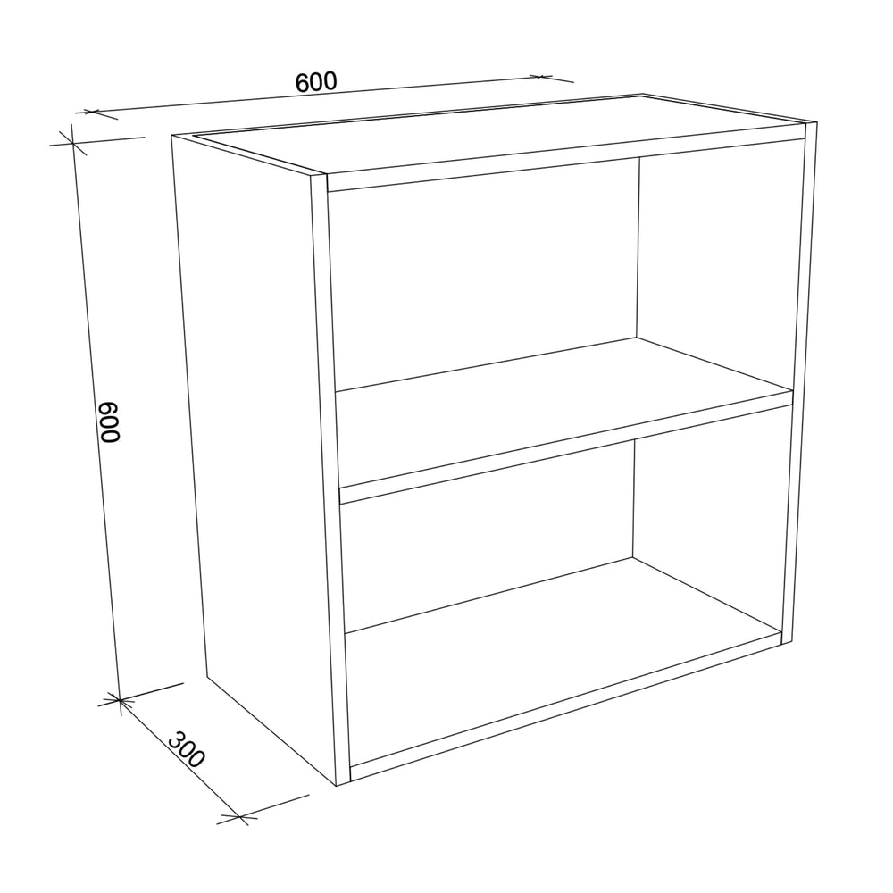 TIMBERLINE CUSTOM LAUNDRY CABINET 600MM WITH TWO OPEN SHELVES