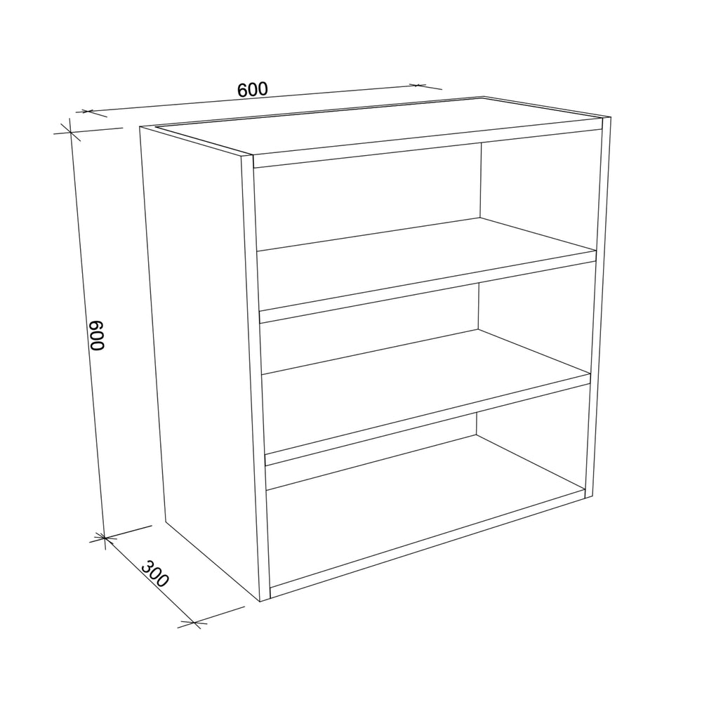 TIMBERLINE CUSTOM LAUNDRY CABINET 600MM WITH THREE OPEN SHELVES