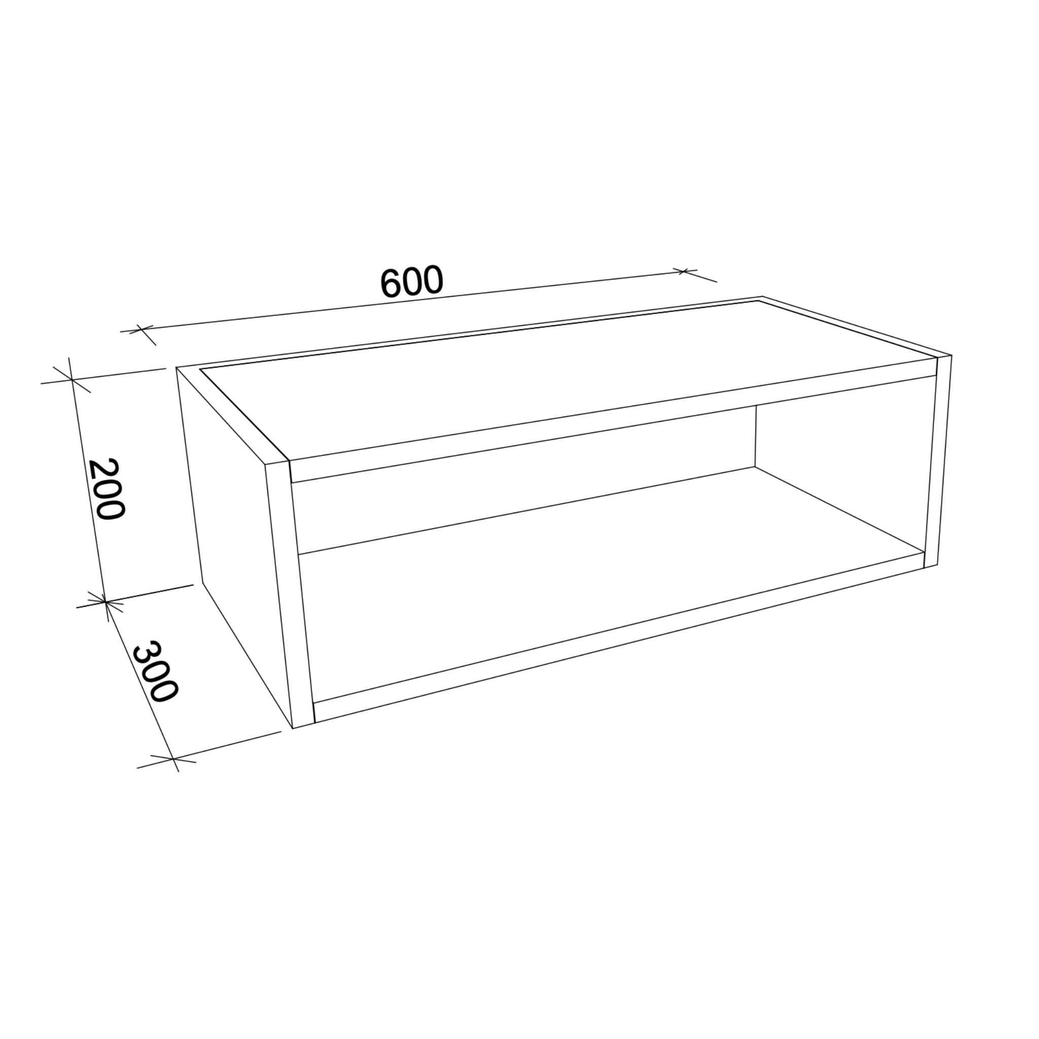 TIMBERLINE CUSTOM LAUNDRY OPEN SHELF CABINET 600MM